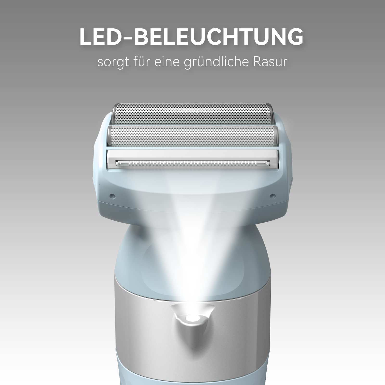 Unibono All-in-One Electric Lady Shaver Kit with LED Light for Bikini & Intimate Areas - Wet & Dry Women's Razor in Light Blue - Perfect for Travel, Gym & Sensitive Skin Care