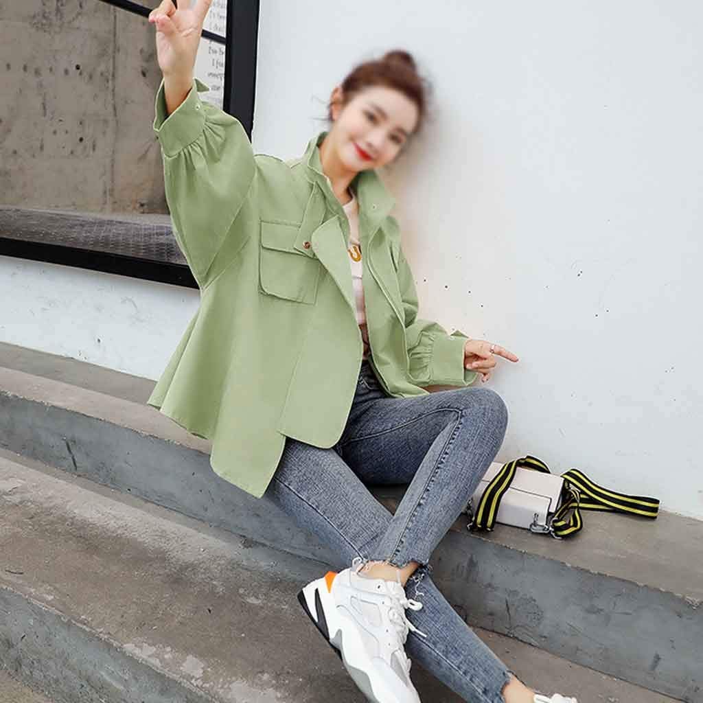 Stylish Women's Spring & Autumn Windbreaker Jacket - Korean Fashion Loose Fit Short Coat (Color: Blue, Size: Small) | Perfect for Casual Outings, Travel & Everyday Wear