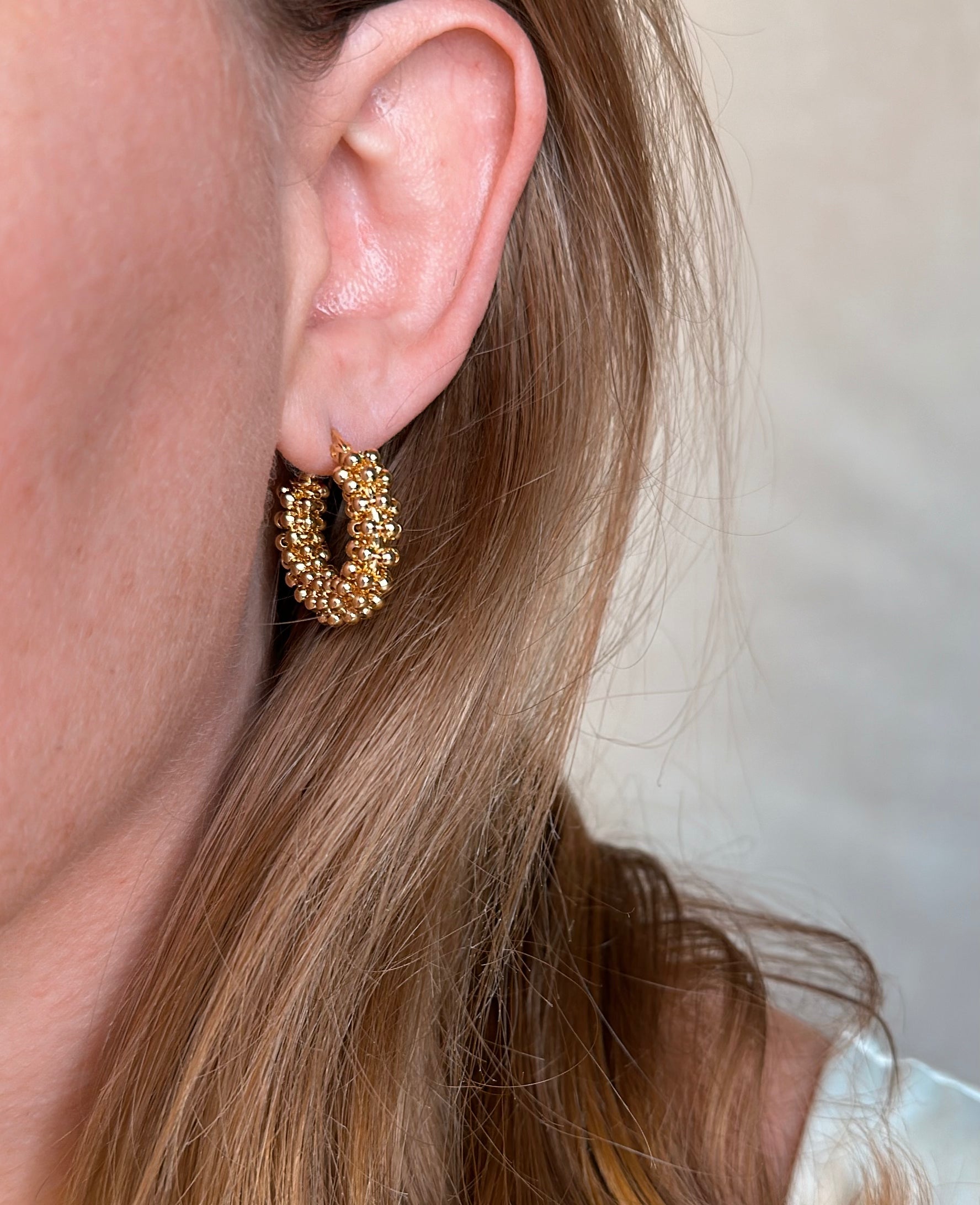 18K Gold Filled Beaded Cluster Hoop Earrings for Women - Trendy Boho Chic Jewelry Gift for Party, Wedding & Everyday Wear