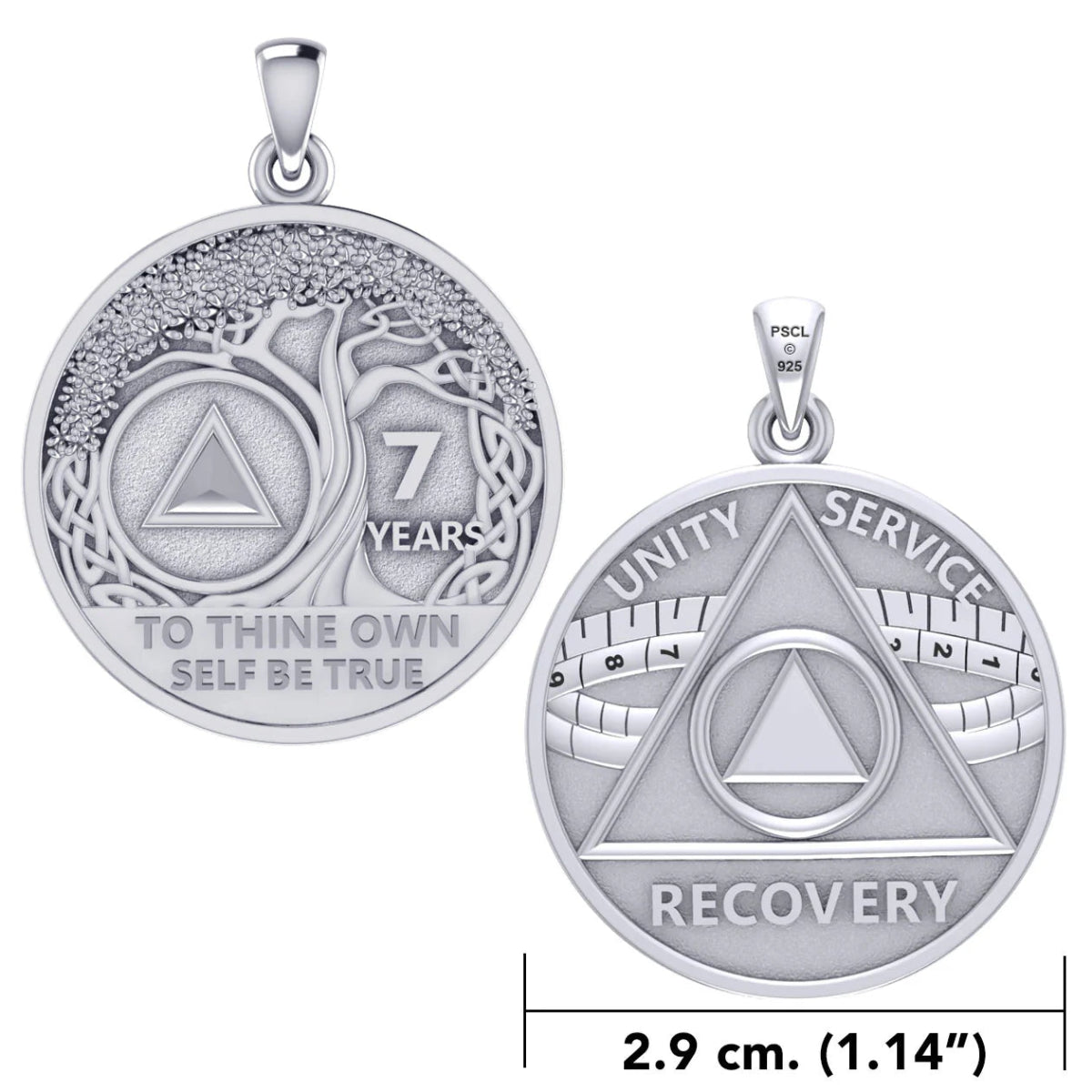 Tree of Life Sterling Silver Coin Pendant - Double Sided AA Recovery Jewelry TPD6334 for Meditation, Yoga & Spiritual Healing