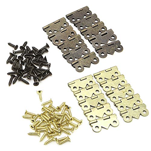 10 Pack Mini Butterfly Cabinet Hinges 20mm x17mm - Gold Finish for Jewelry Box, Drawer & Furniture (Perfect for DIY Projects & Home Decor)