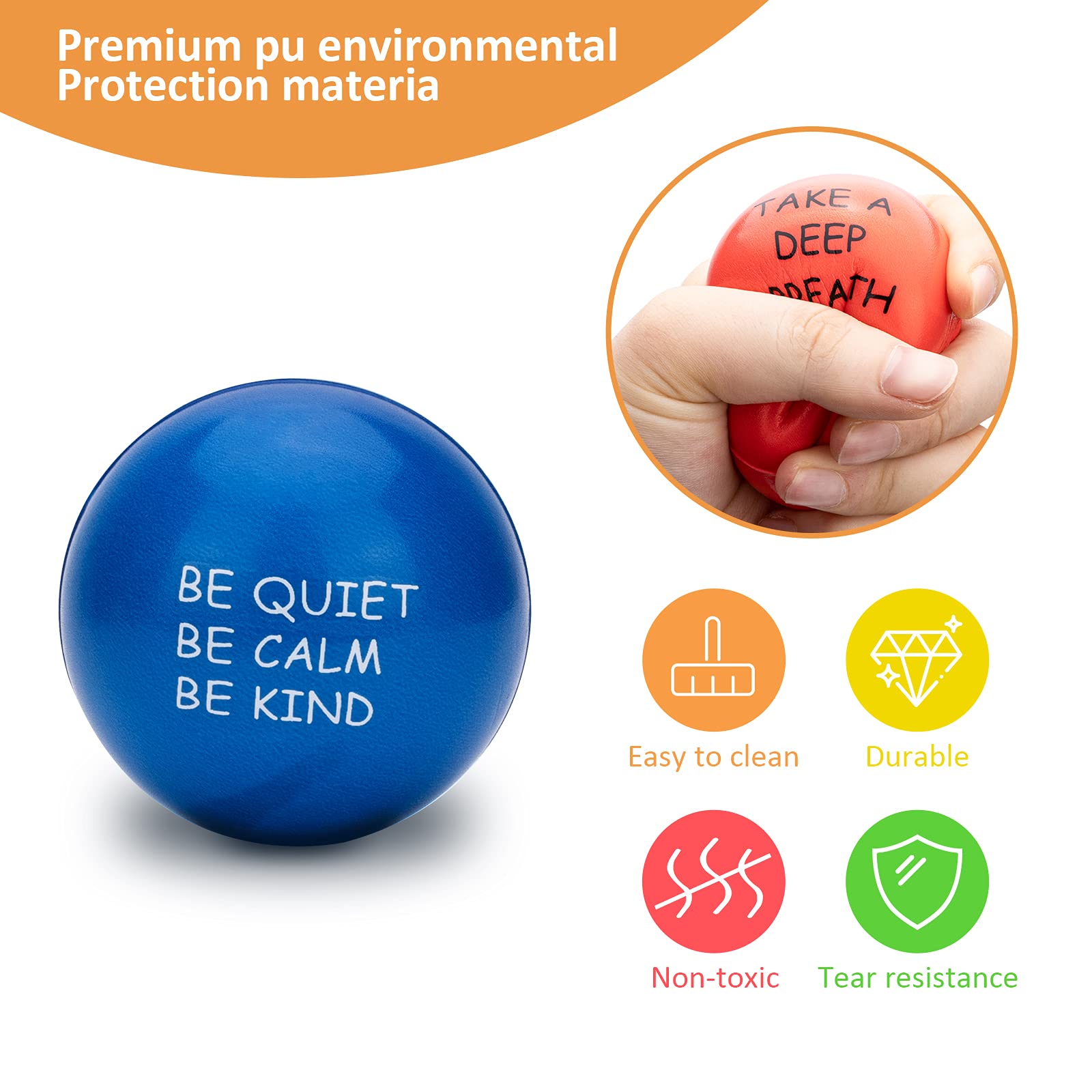 10-Pack Motivational Stress Relief Balls for Adults & Kids - Giant Squishy Hand Exercise Balls, Anxiety Fidget Toys for Anger Management - Perfect for Office, School, and Home Stress Relief