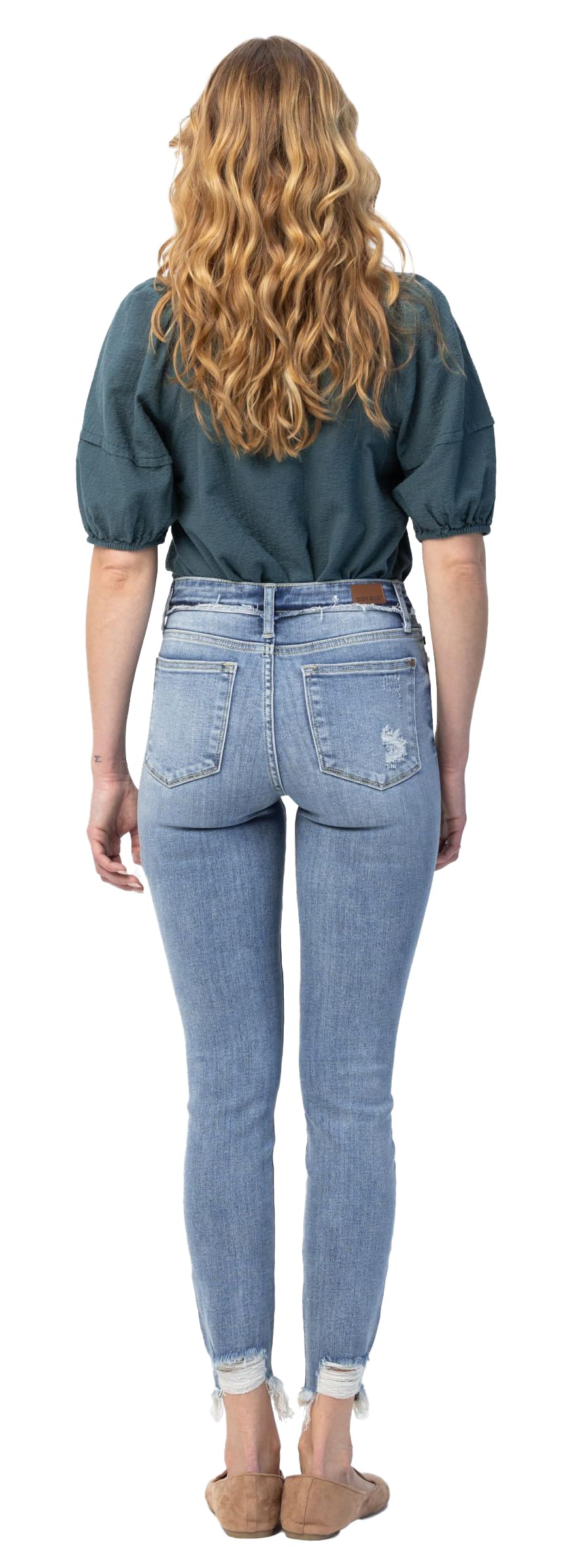 Judy Blue Women's Mid-Rise Stretch Skinny Jeans with Comfort Waistband - Perfect for Casual Wear, Office & Night Out