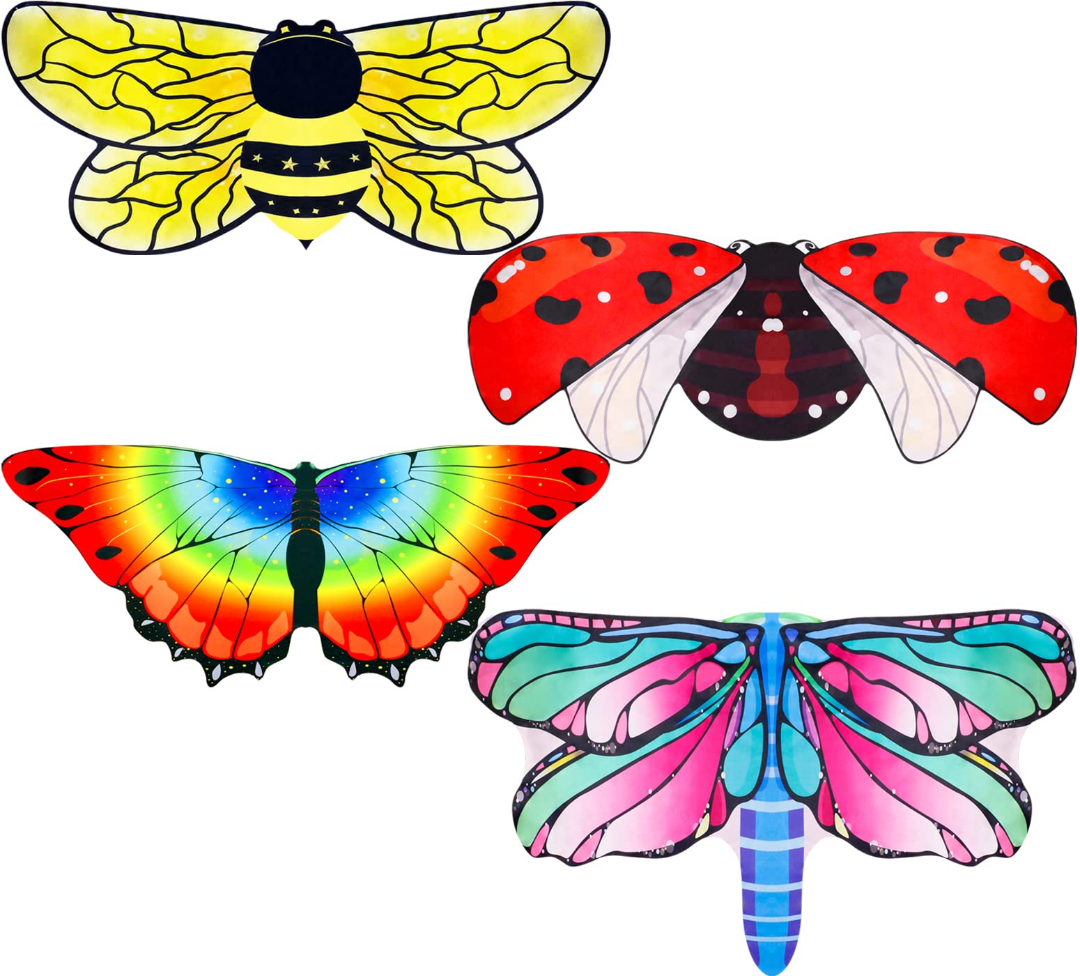 iROLEWIN Kids Butterfly Wings Costume - Bee, Ladybug & Dragonfly Dress Up Outfit for Toddler Girls & Boys - Perfect for Halloween, Birthday Parties & Pretend Play