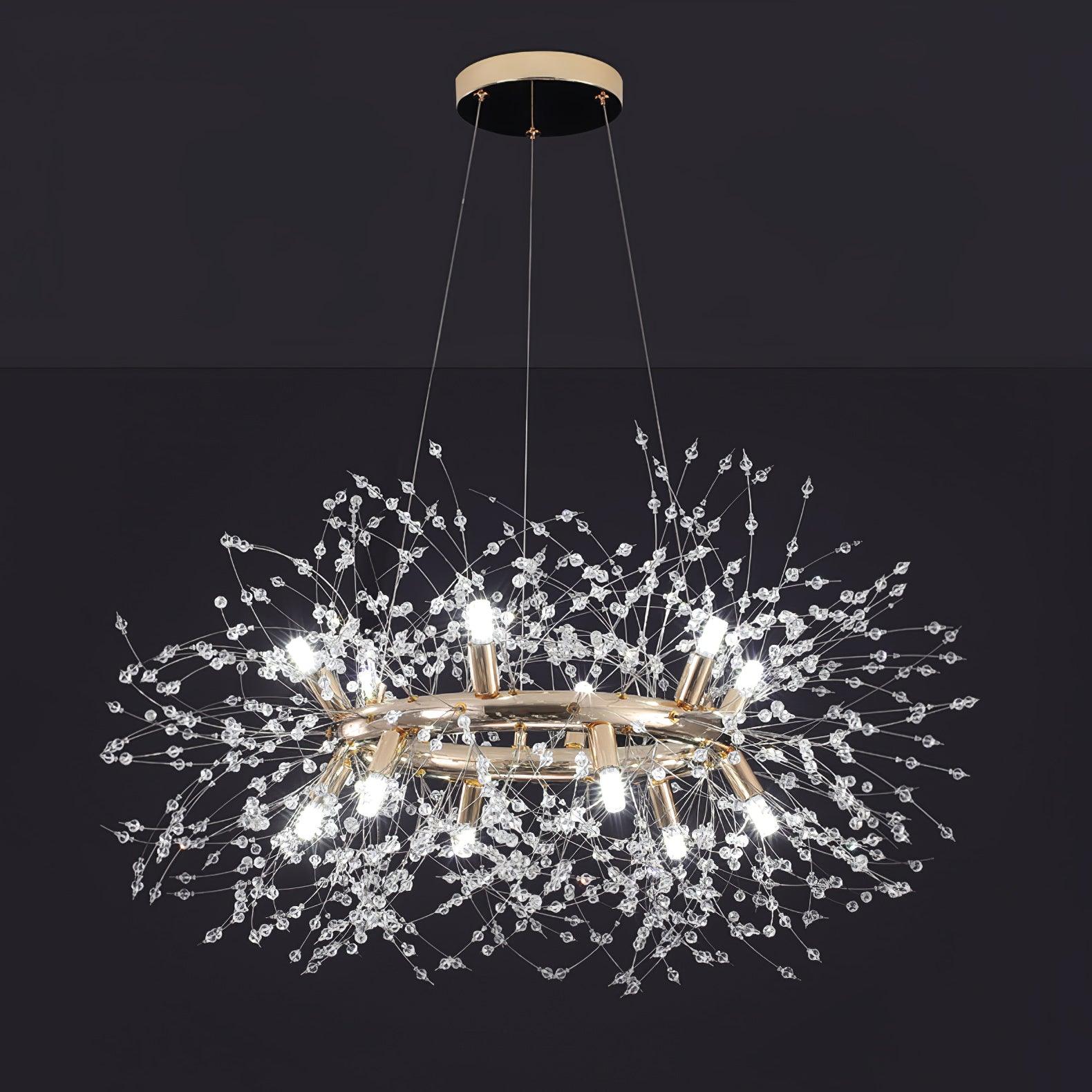 Elegant Dandelion Round Chandelier - Modern Crystal Ceiling Light Fixture for Dining Room, Bedroom & Living Room Decor
