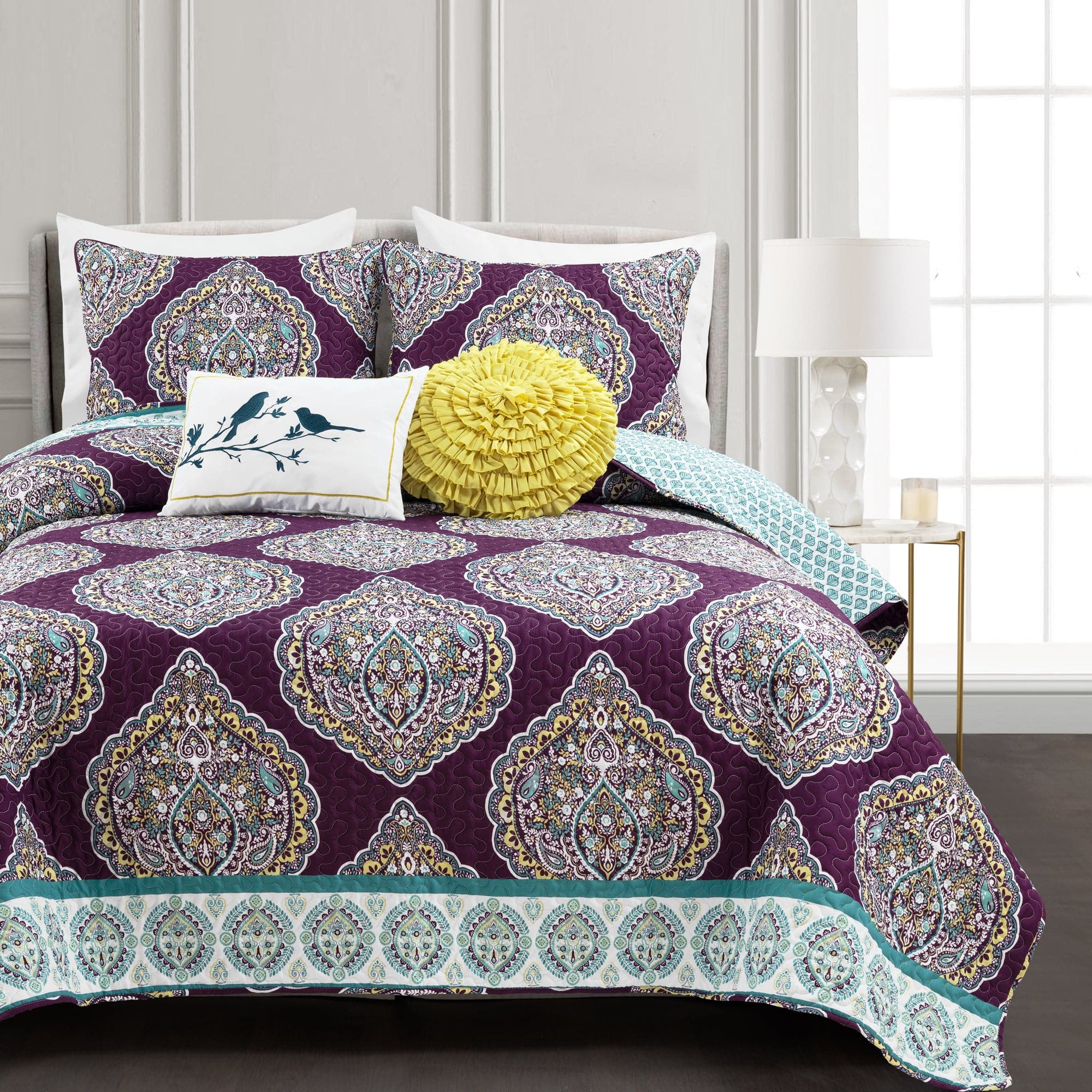 Harley 5-Piece Quilt Set Queen Size - Soft Bedding Comforter Set with Pillow Shams - Perfect for Cozy Bedrooms & Guest Rooms
