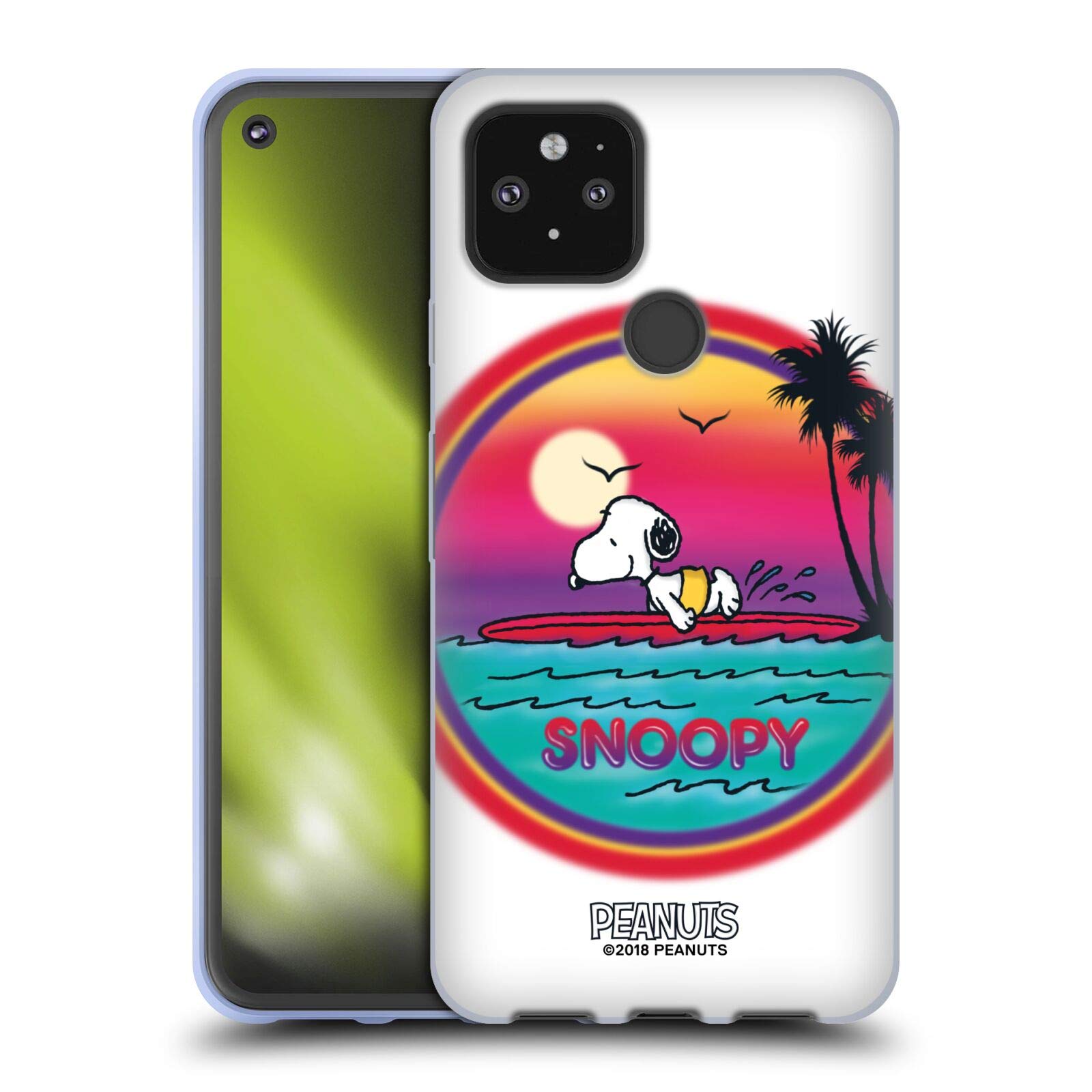 Head Case Designs Officially Licensed Peanuts Beach Surf Snoopy Boardwalk Airbrush Soft Gel Case for Google Pixel 5 5G - Perfect for Summer Travel, Beach Outings, and Casual Daily Use