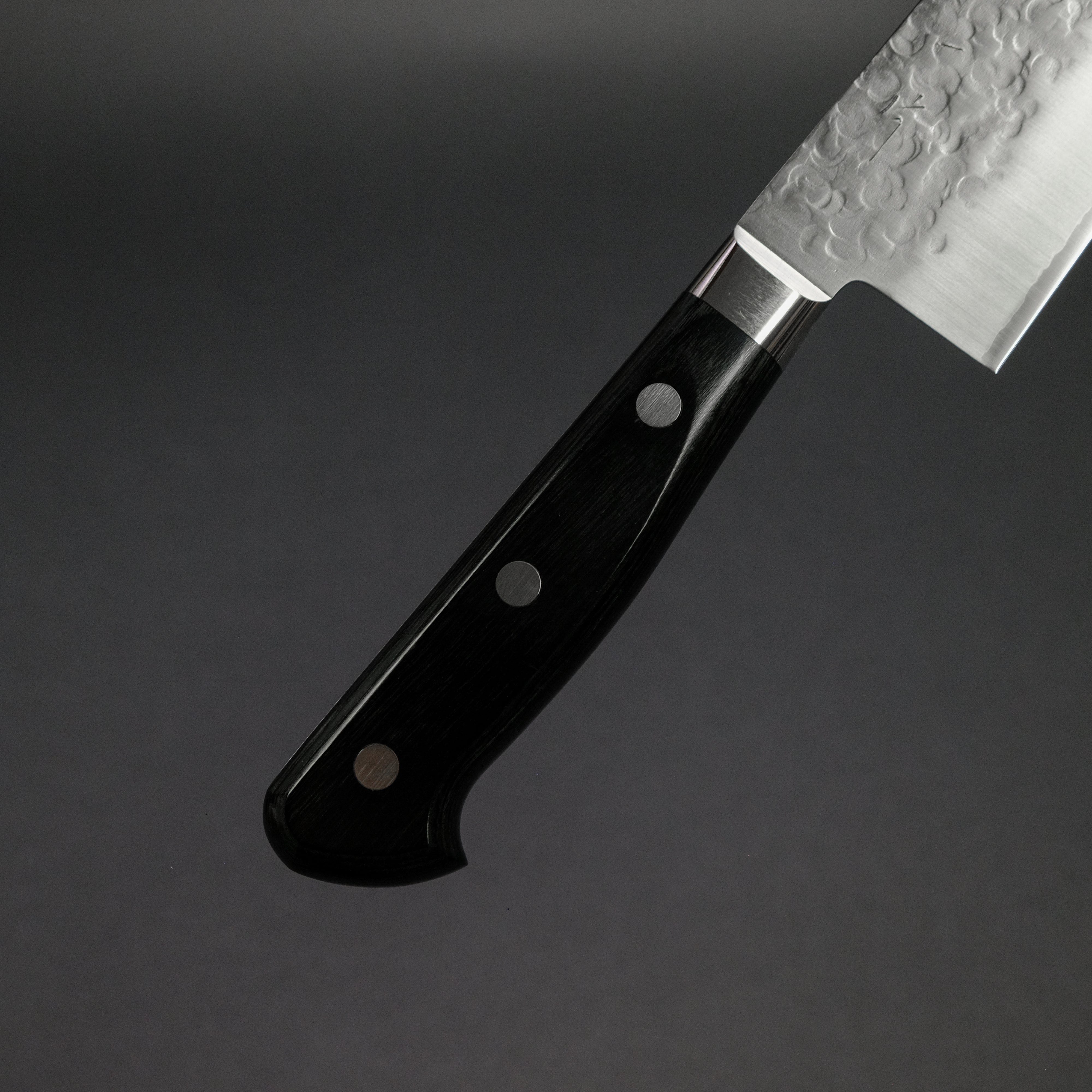 Hitohira T10 Tsuchime Santoku Knife 165mm - High Carbon Steel Japanese Chef Knife with Pakkawood Handle - Perfect for Slicing, Dicing & Chopping Vegetables, Meat & Fish