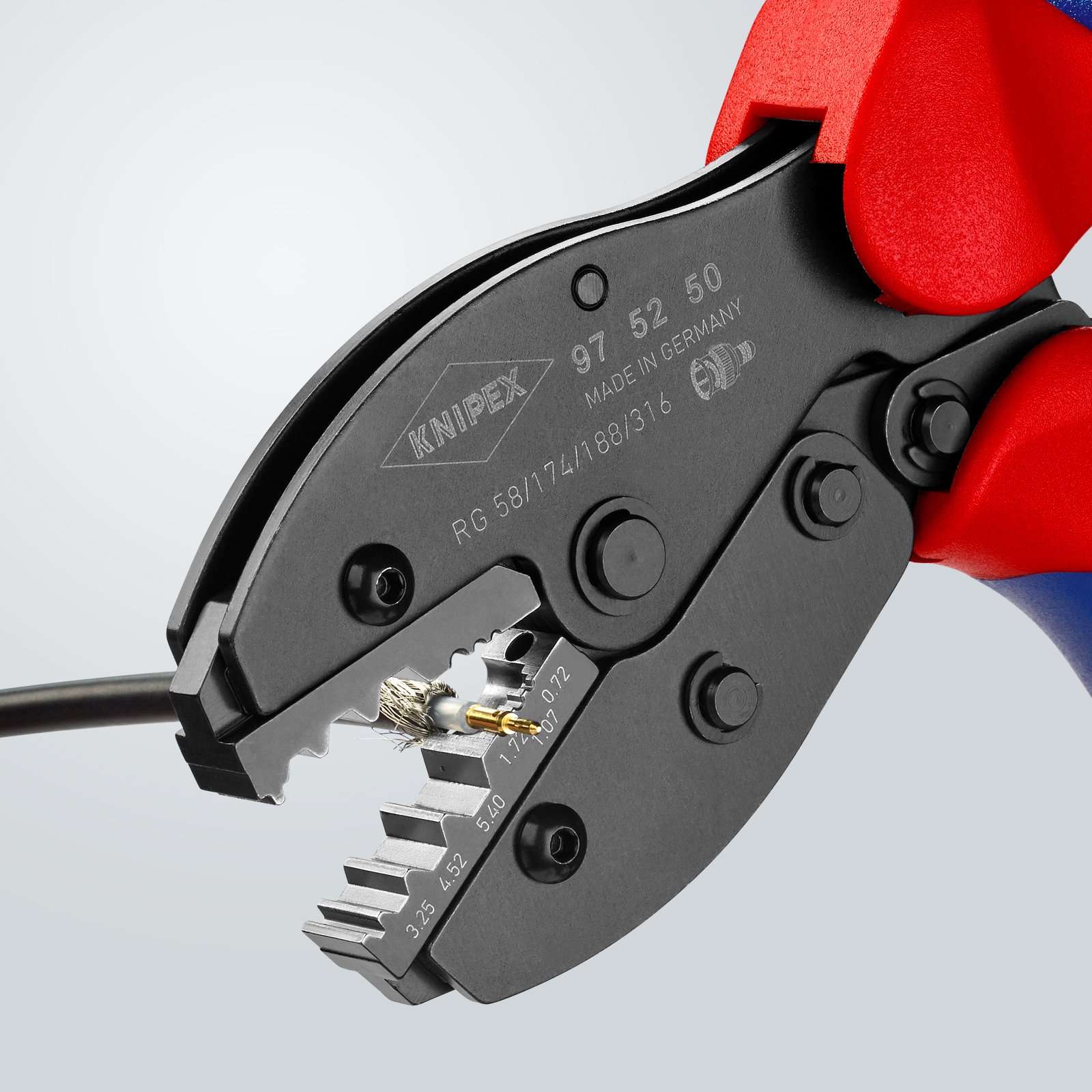Knipex 97 52 50 PreciForce Crimping Pliers for COAX, BNC & TNC Connectors - Professional Cable Tool for Network, Audio & Video Installations