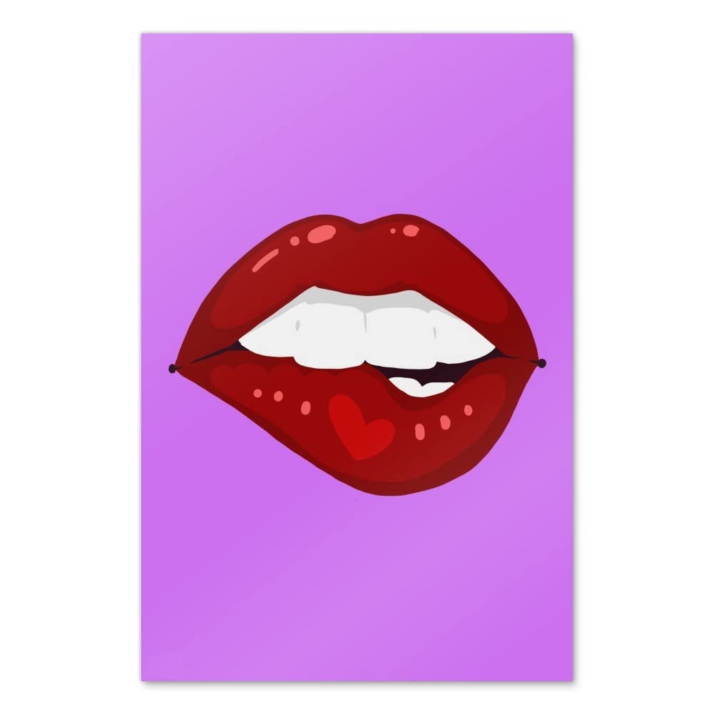 Seductive Luscious Bite Lip Art Print - High Quality Wall Decor Poster for Living Room, Bedroom & Office - Modern Home Decoration for Women