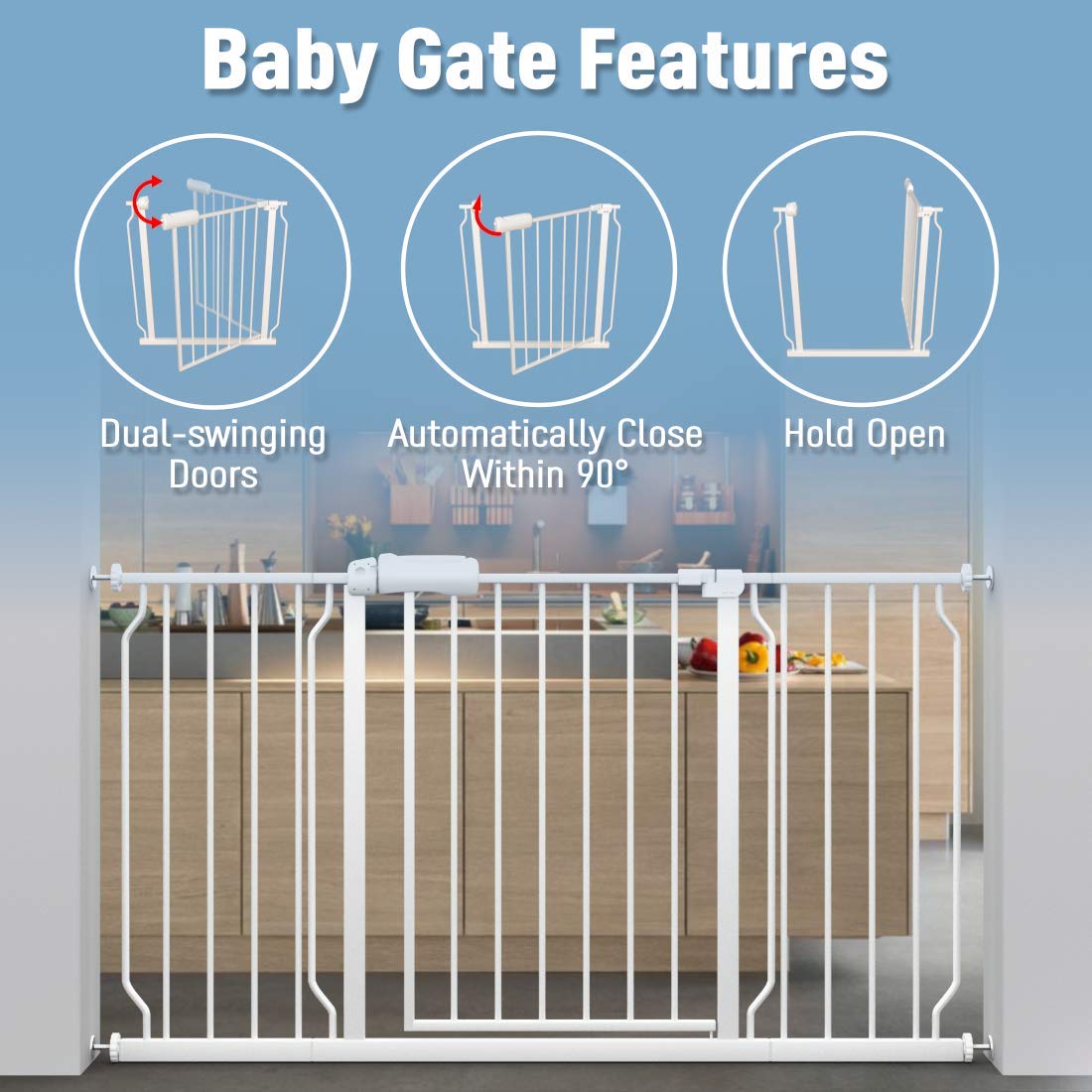 ALL-AIBB Extra Wide Auto-Close Baby Gate - 48.03