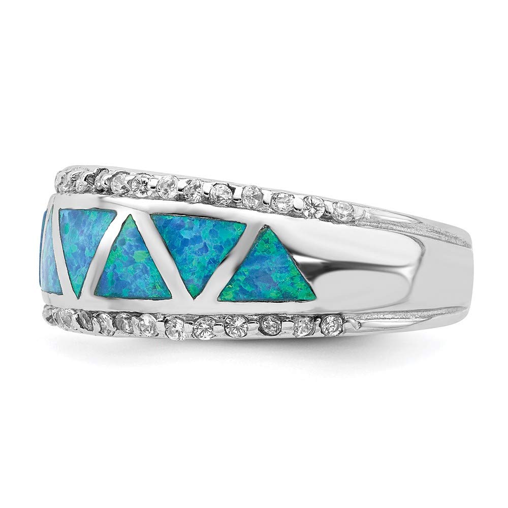 925 Sterling Silver Triangle Blue Opal & Cubic Zirconia Ring for Women - Elegant Fine Jewelry Gift for Her - Perfect for Anniversary, Birthday & Special Occasions