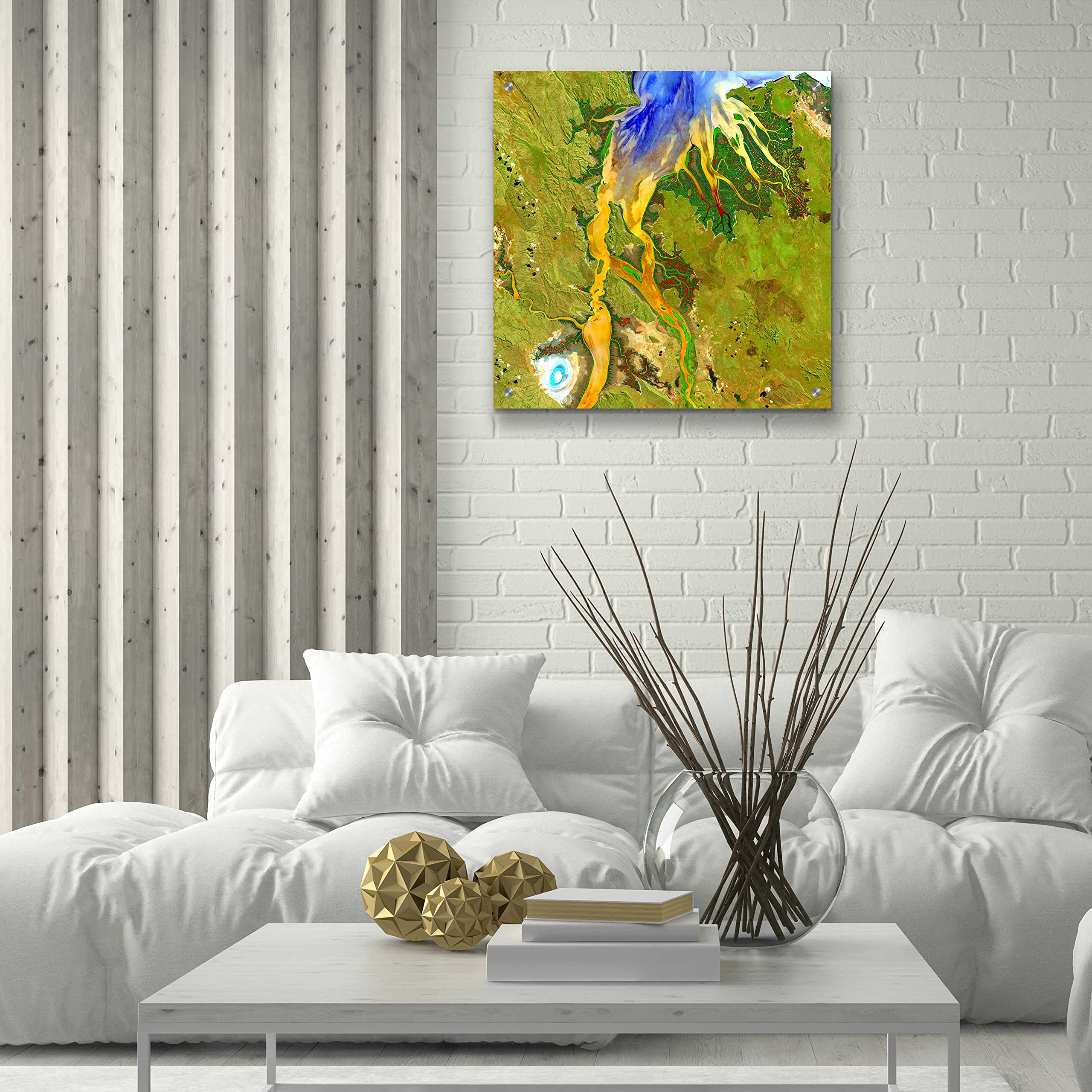 Epic Art 'Earth as Art: Nature's Patterns' - 24x24 Inch Modern Acrylic Glass Wall Decor - Abstract Landscape Painting for Living Room, Bedroom & Office Decor