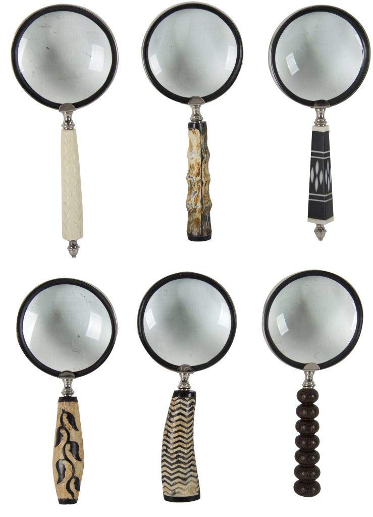 A&B Home Set of 6 Ivory and Black Unique Style Magnifying Glasses 9.5