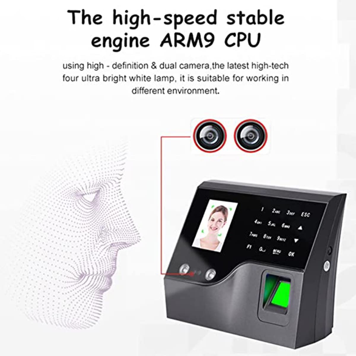 Employee Time Clock Machine with Face Recognition & Fingerprint - Punch in/Out System for Small Business | Ideal for Office Attendance Tracking & Workforce Management