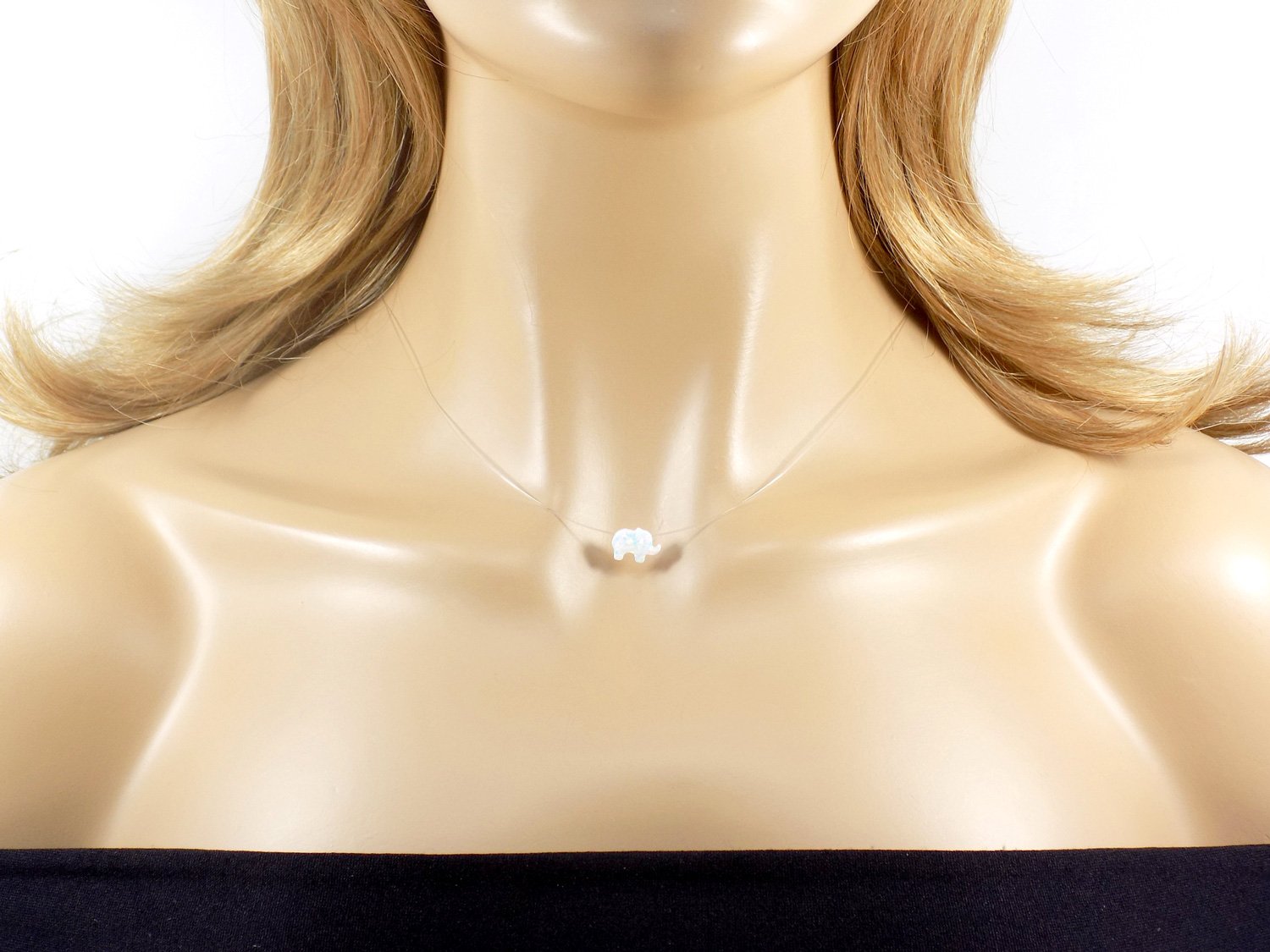 Floating Opal Elephant Necklace - Elegant Opal Elephant Pendant with Invisible Line Choker, Perfect for Everyday Wear, Gift Giving, and Special Occasions