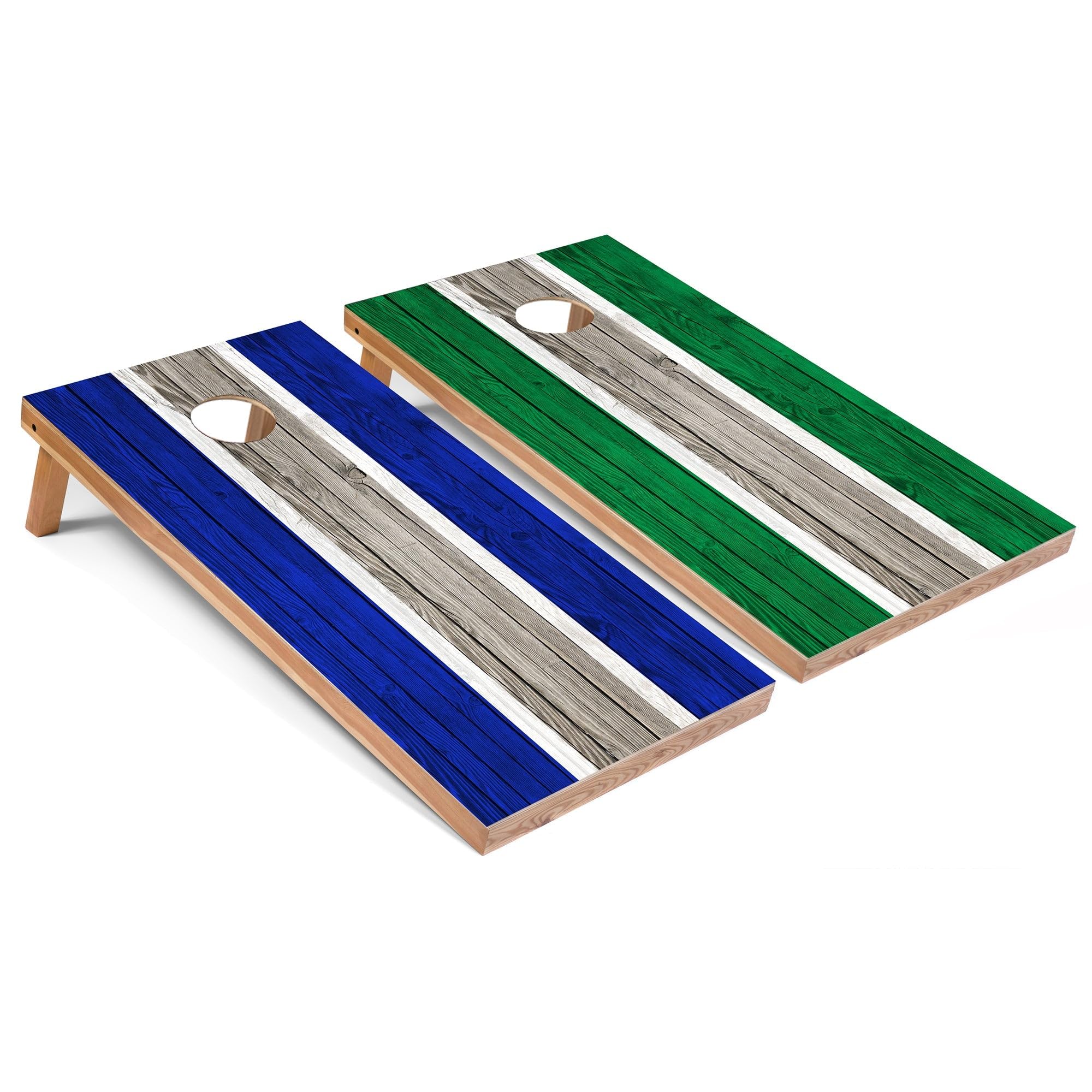 Royal and Kelly Striped Regulation 2x4 Corn Hole Board Game Set - Includes 8 Bean Bags, Carrying Case & Accessories for Outdoor Parties, Tailgating, Backyard Games & Family Fun