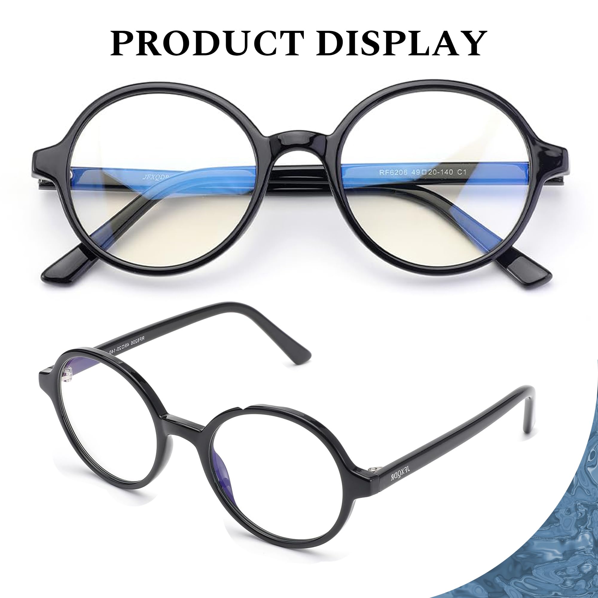 Blue Light Blocking Glasses for Women & Men - Small Round Frame Computer Glasses Anti Glare UV400 Protection (Black) - Perfect for Office Work, Gaming & Screen Time