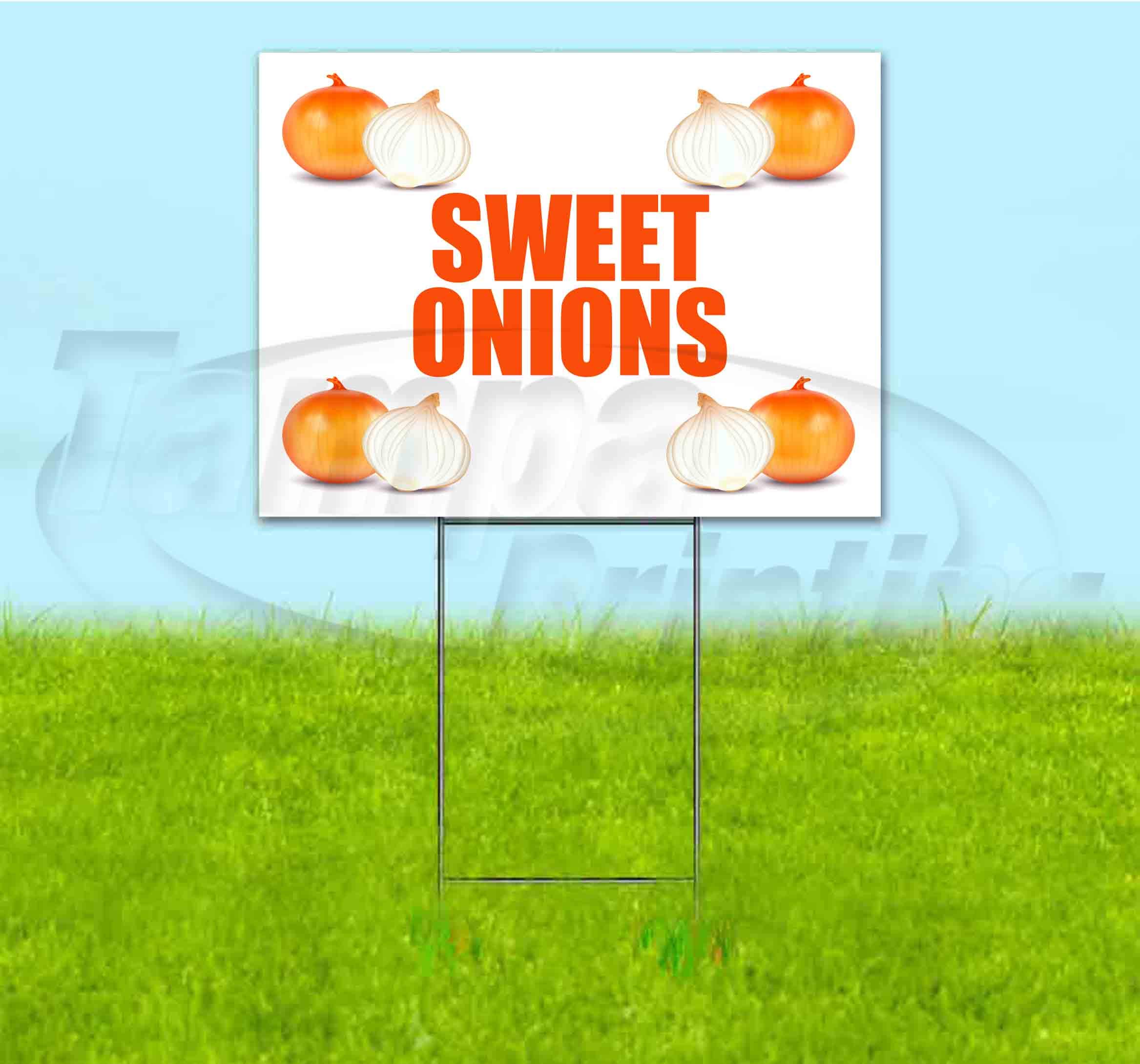 Sweet Onions Yard Sign 18x24 Inches - Durable Metal Step Stake Included | Bulk Discounts & Multi-Pack Options | Perfect for Farmers Markets, Roadside Advertising & Business Promotion