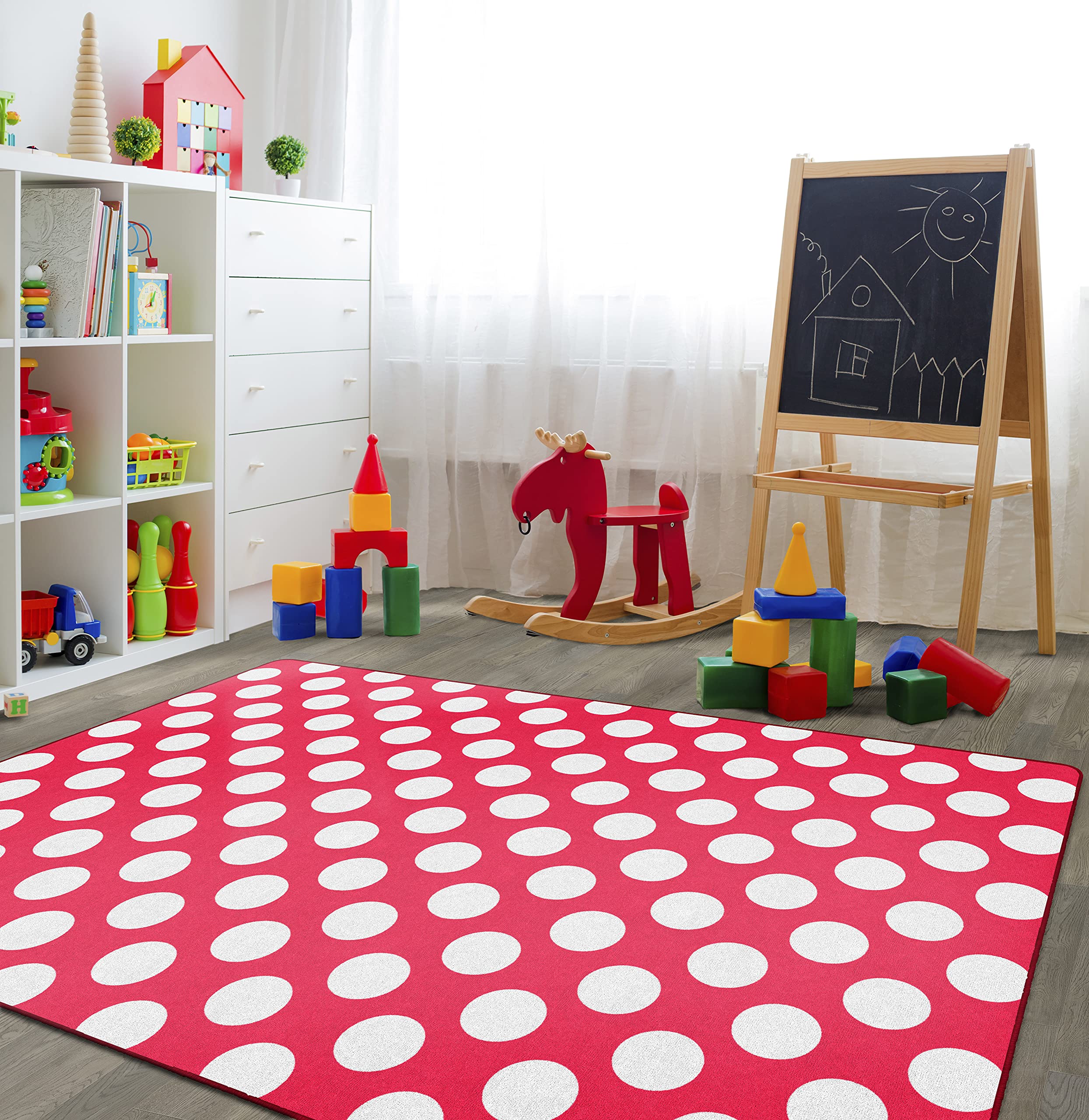 Flagship Carpets Schoolgirl Style Cherry Soda Polka Dot Area Rug - 7'6
