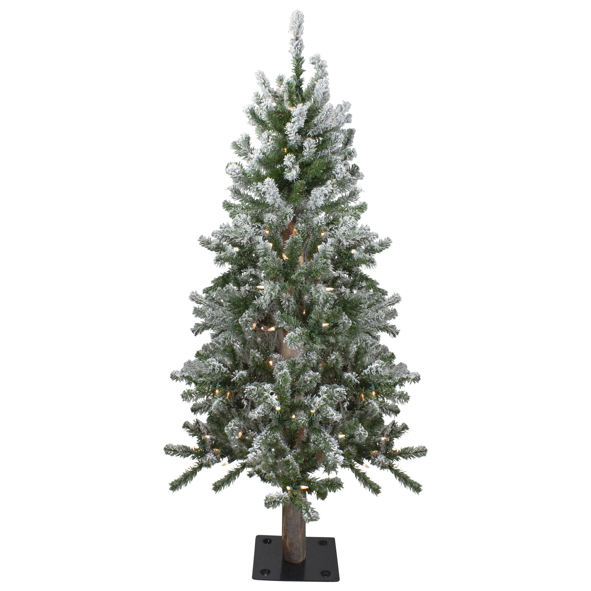 Northlight 4' Pre-Lit Flocked Alpine Artificial Christmas Tree with Clear Lights - Perfect for Small Spaces, Apartments & Holiday Decor