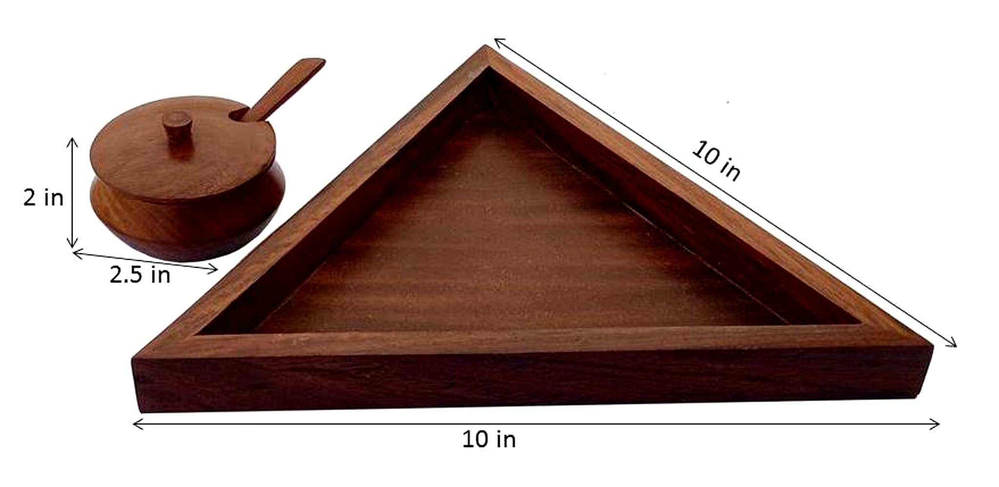 Purpledip Wooden Tray Set with 3 Glass Jars - Perfect for Pickles, Oils, Spices, Nuts & Mints Storage | Elegant Kitchen Countertop Organizer for Home, Restaurant & Gift Giving (12337)
