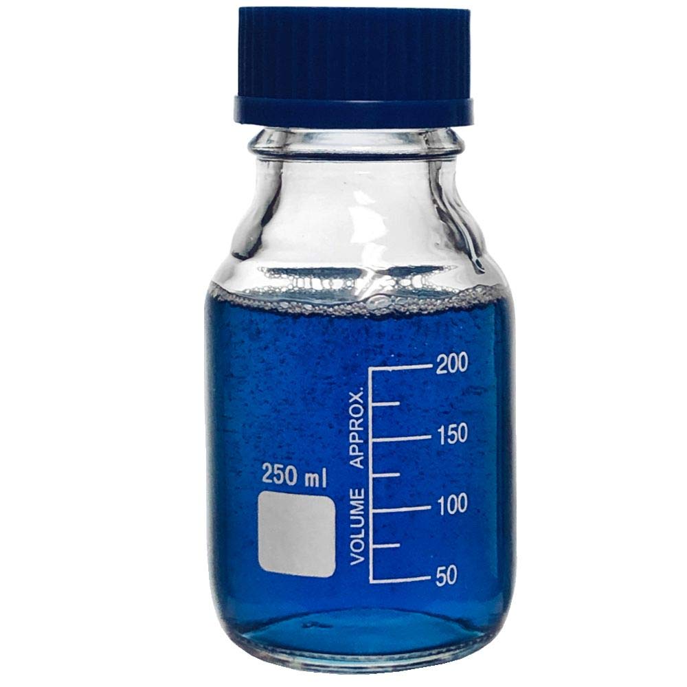 Karter Scientific 250ml Glass Round Media Storage Bottles with GL45 Screw Cap - Borosilicate 3.3 Glass, Pack of 24 - Ideal for Laboratory, Chemical Storage & Media Preparation