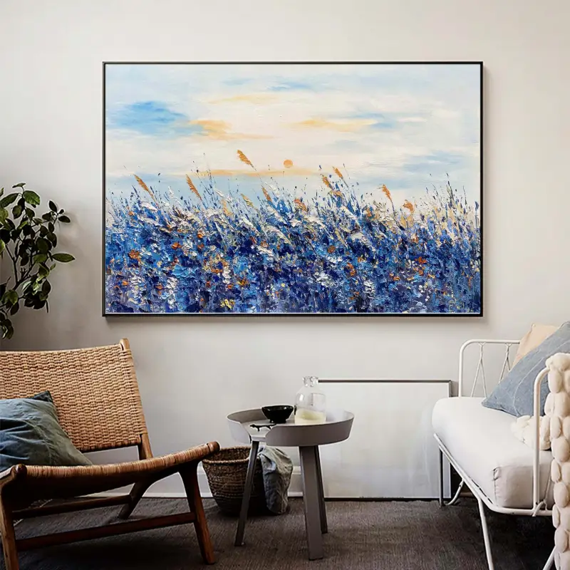 Beautiful Flower and Tree Painting #FT028 - Handmade Canvas Art for Home Decor, Office Wall, and Living Room