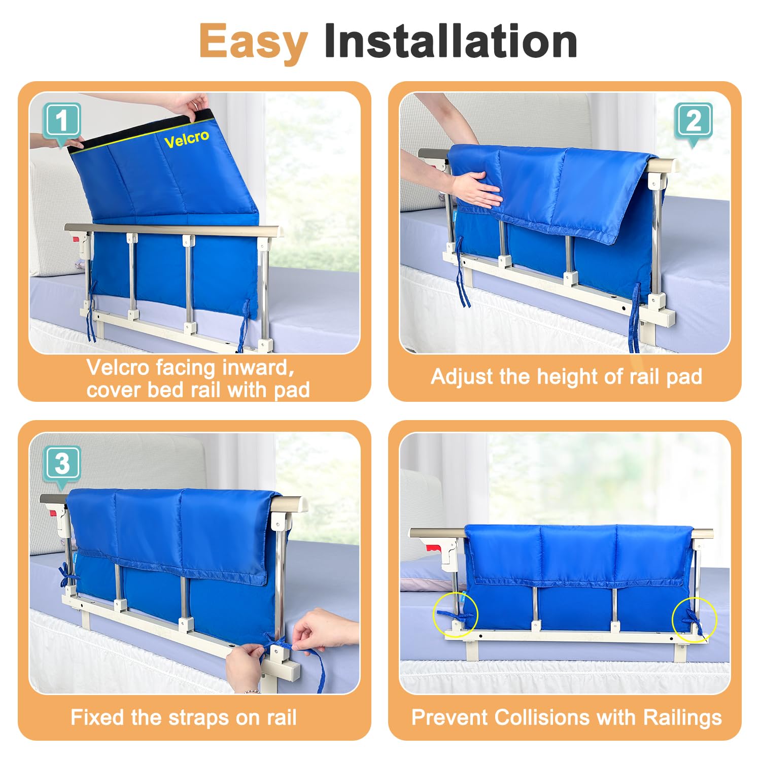 Hospital Bed Rail Cushion Pads - Soft Foam Bumper Protector for Elderly & Adults - Safety Guard Rail Cover for Fall Prevention - Ideal for Home Care, Nursing Homes & Medical Facilities - 1PC