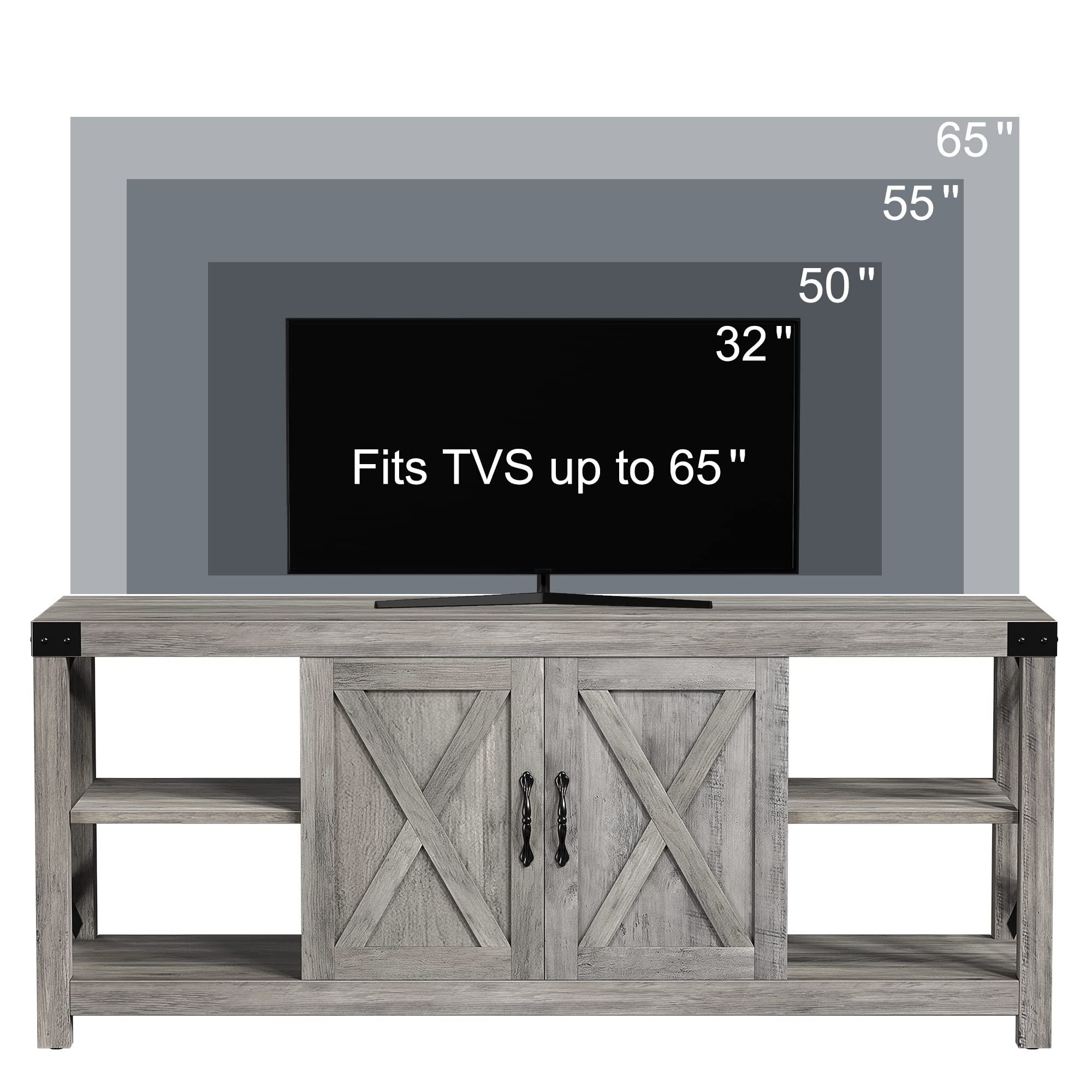 GAOMON 58 Inch TV Stand for TVs up to 50 60 65 Inches - Farmhouse Style Wood TV Cabinet Entertainment Center with Storage & Adjustable Shelves, 59