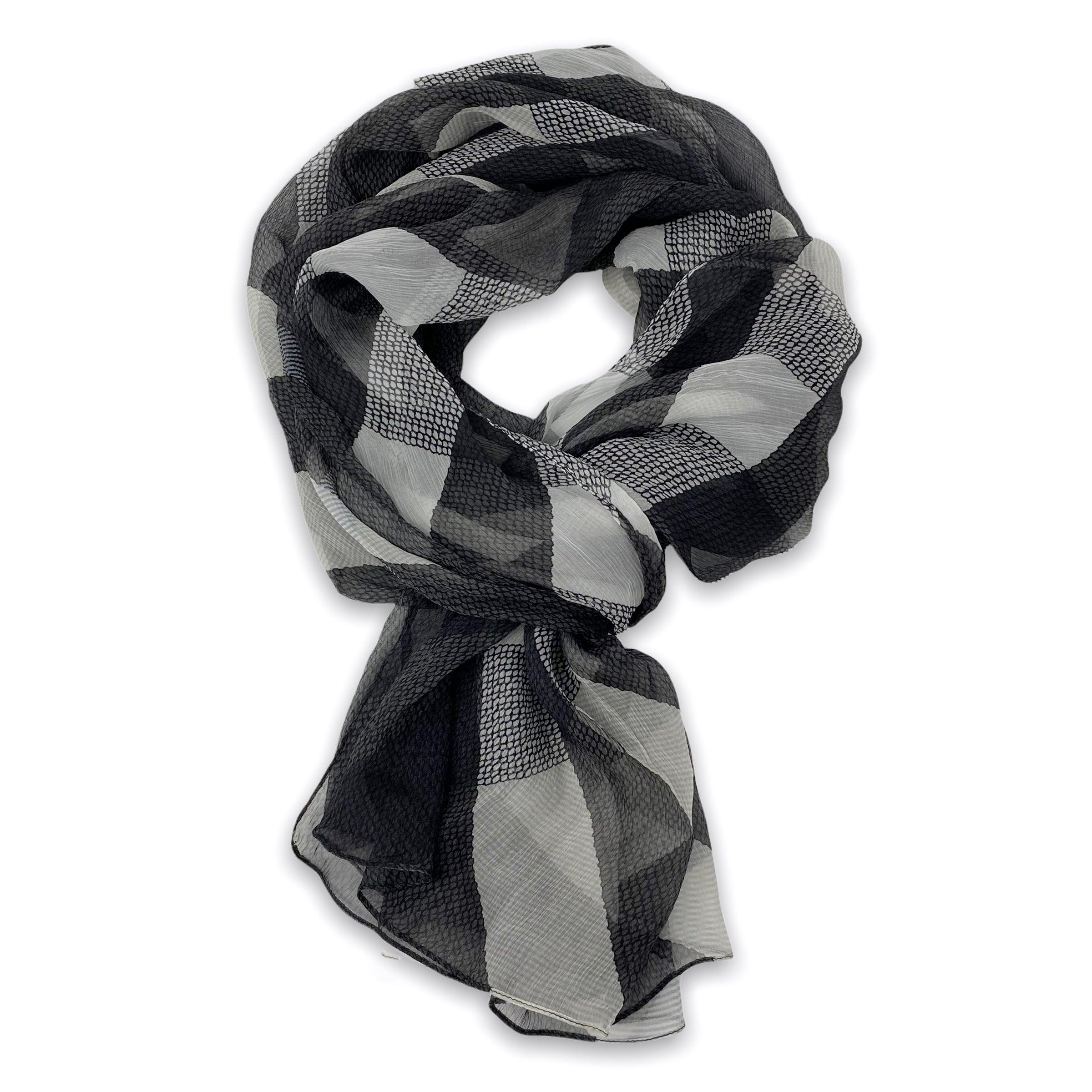Burberry Black Silk Check Sheer Scarf - Luxury Fashion Accessory for Women, Elegant & Lightweight - Perfect for Office, Travel & Special Occasions