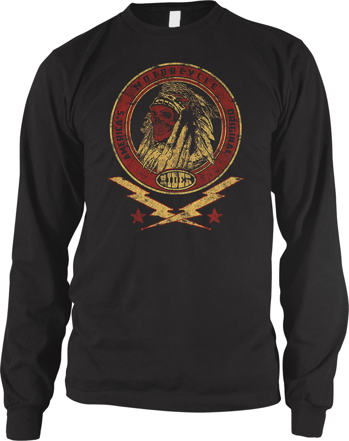 Amdesco Men's Vintage Motorcycle Indian Skull Long Sleeve T-Shirt - Biker Style Casual Wear for Riding, Parties & Everyday Outfits