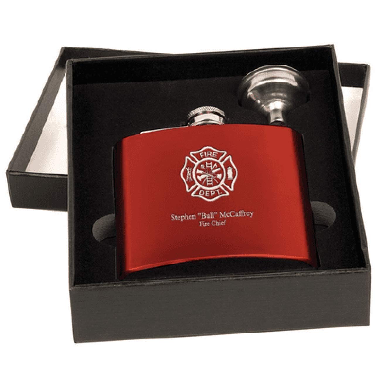 Personalized Red Flask & Funnel Gift Set for Firefighters - Premium Executive Gift for First Responders | Perfect for Firefighter Appreciation, Retirement Gifts & Emergency Service Recognition