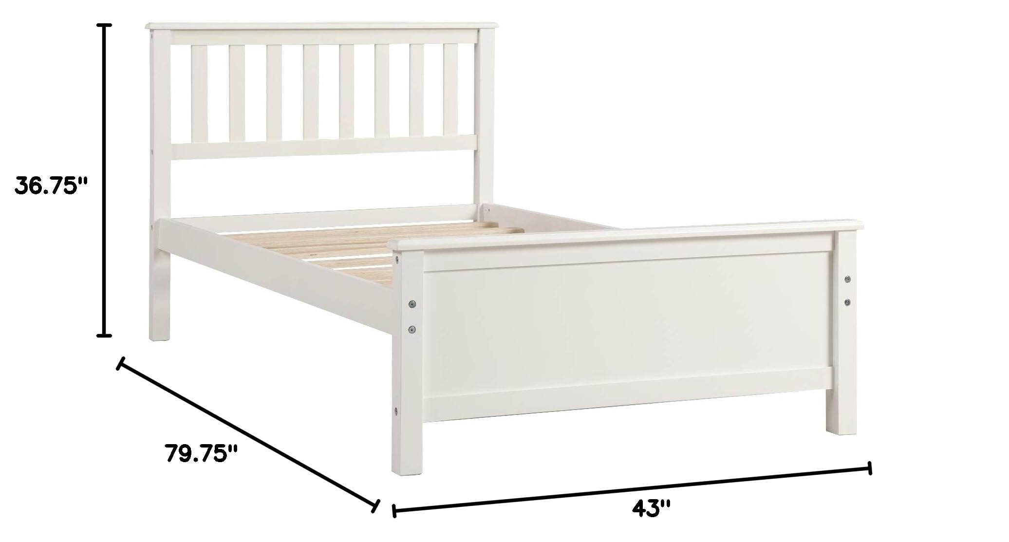 Premium Merax Wooden Bed Frame with Headboard - Twin Size Platform Bed, No Box Spring Required, Easy Assembly, White - Perfect for Kids' Rooms, Guest Bedrooms & Small Spaces