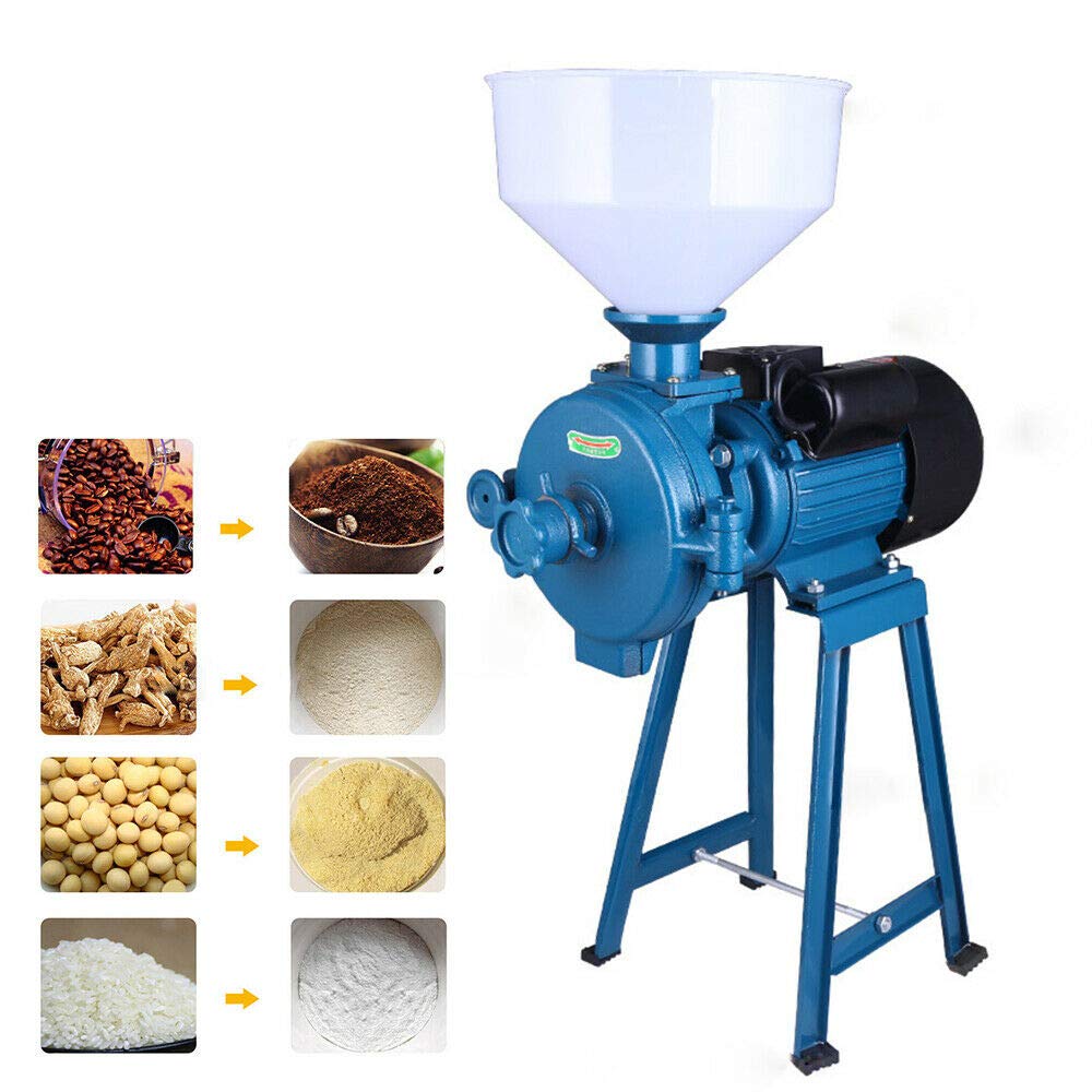 Commercial Electric Grain Mill Grinder 110V - Heavy Duty Stainless Steel Corn Mill for Flour, Cereals, Coffee, Wheat & Dry Feed | Perfect for Home Baking, Coffee Shops & Commercial Kitchens