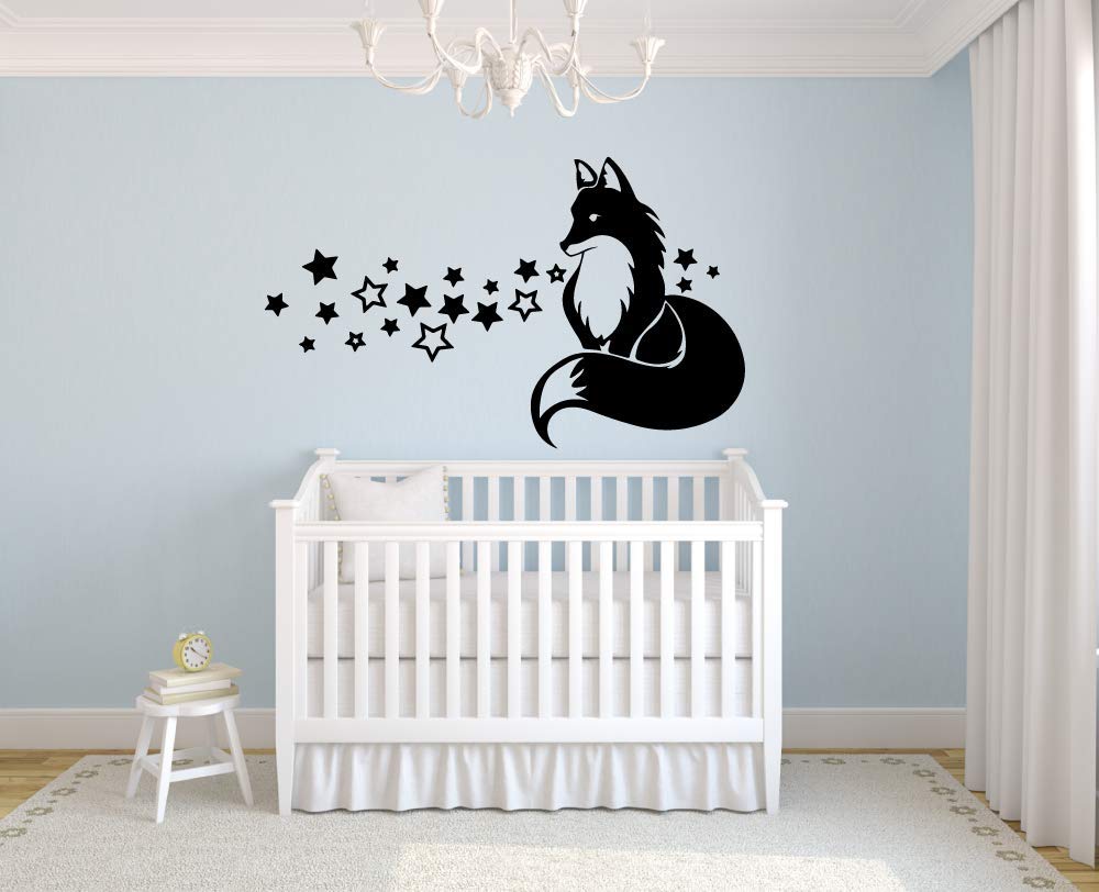 Adorable Fox Star Wall Stickers - Jungle Wildlife Animal Decals for Kids Room, Nursery, Bedroom - 18x20 Inch Vinyl Wall Art Decor - Perfect for Home, Kindergarten & Zoo-Themed Party Decorations