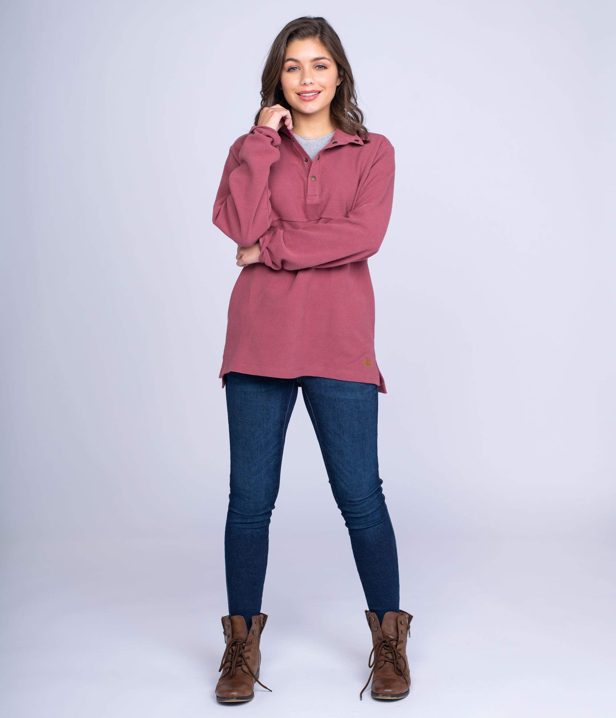 Dakota Snap Pullover Hoodie - Red River Color, Cozy Fleece Lined for Winter, Outdoor Hiking & Casual Wear