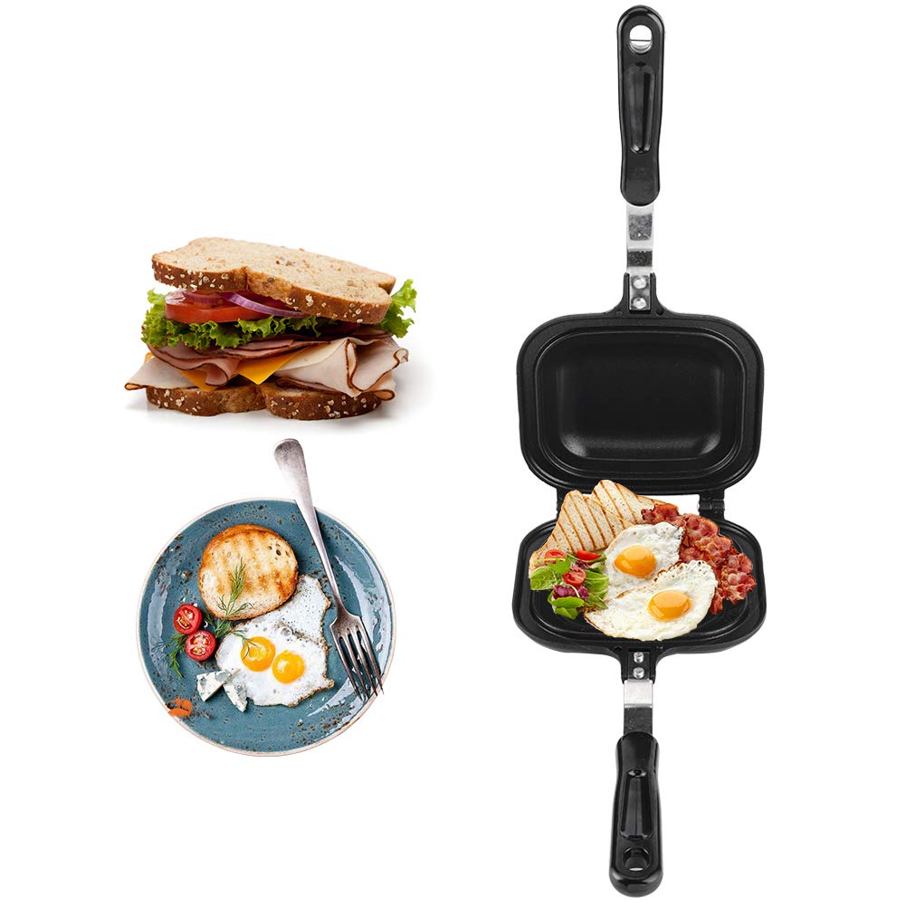 **Oumefar Square Nonstick Double-Sided Pancake Pan – Sandwich Maker & Multifunction Baking Pan for Toaster – Perfect for Breakfast, Omelettes, and Quick Meals**