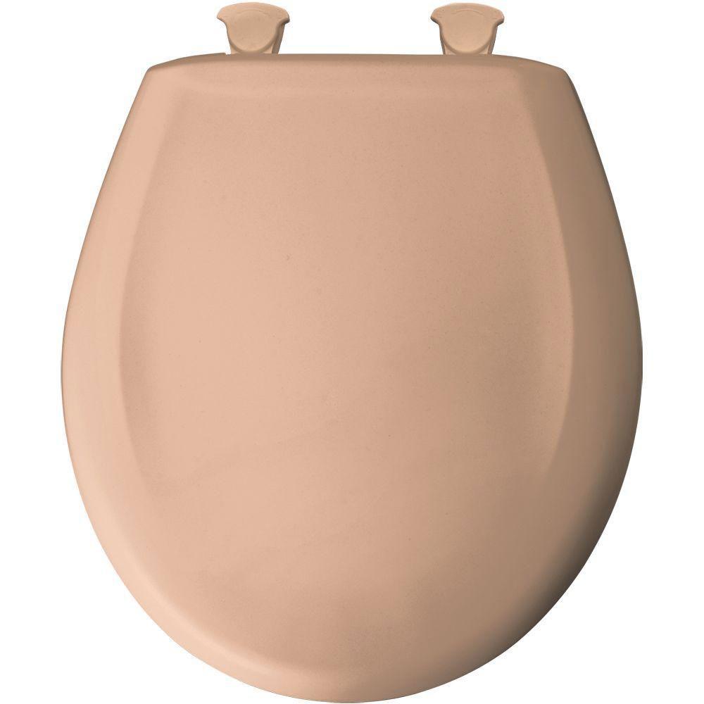 Bemis Slow Close STA TITE Round Closed Front Toilet Seat in Bermuda Coral - Soft Close Hinges, Durable Plastic, Easy Installation - Perfect for Bathroom, Home, RV & Office Use (Model 539581)