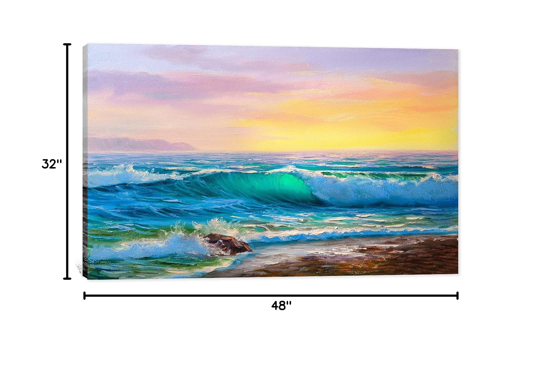 Ocean Wall Art - Blue Abstract Beach Themed Painting for Bathroom & Home Decor (32x48 Inches) | Coastal Wall Decor for Bathrooms, Living Rooms & Beach Houses