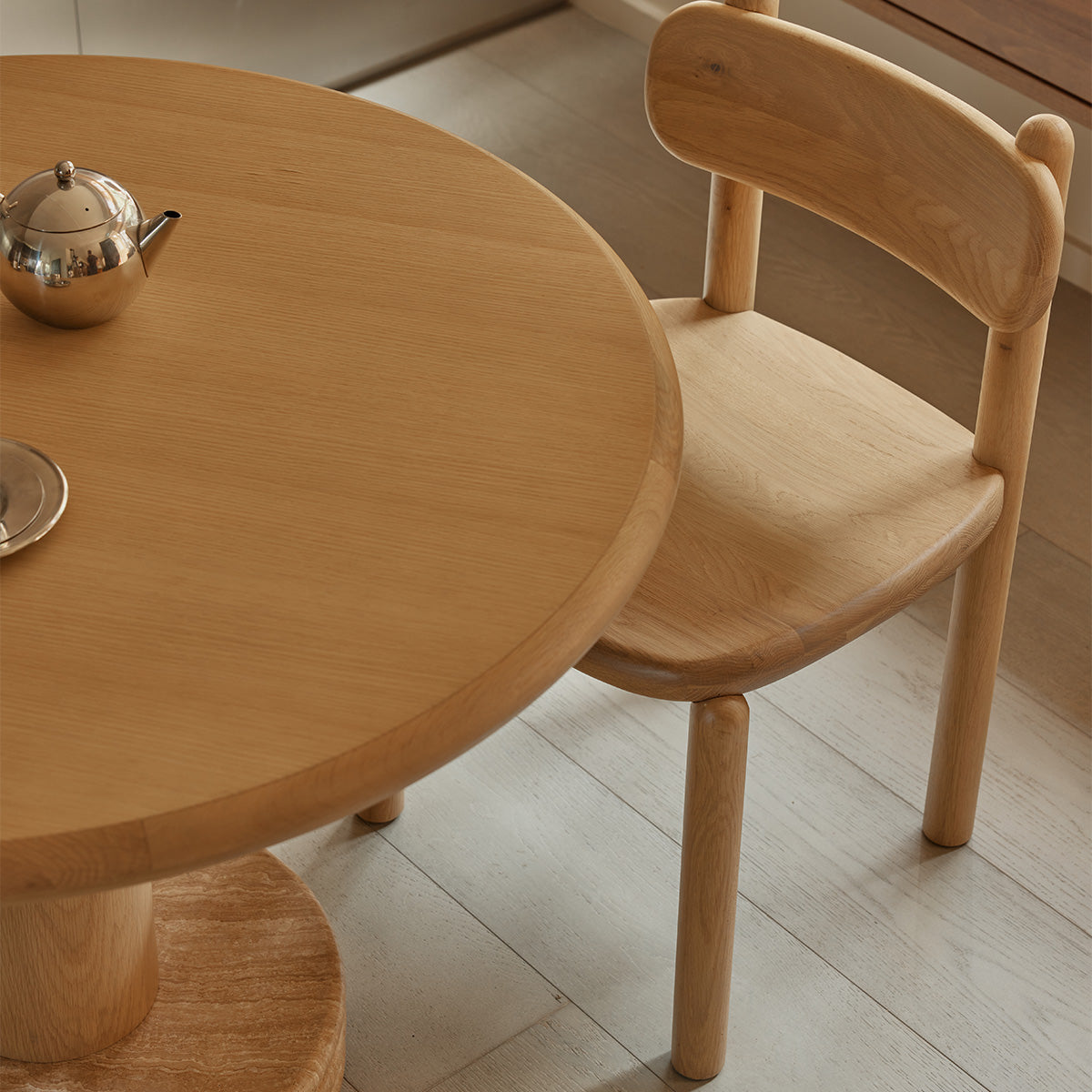 Oak & Travertine Bistro Dining Table - 41.3
