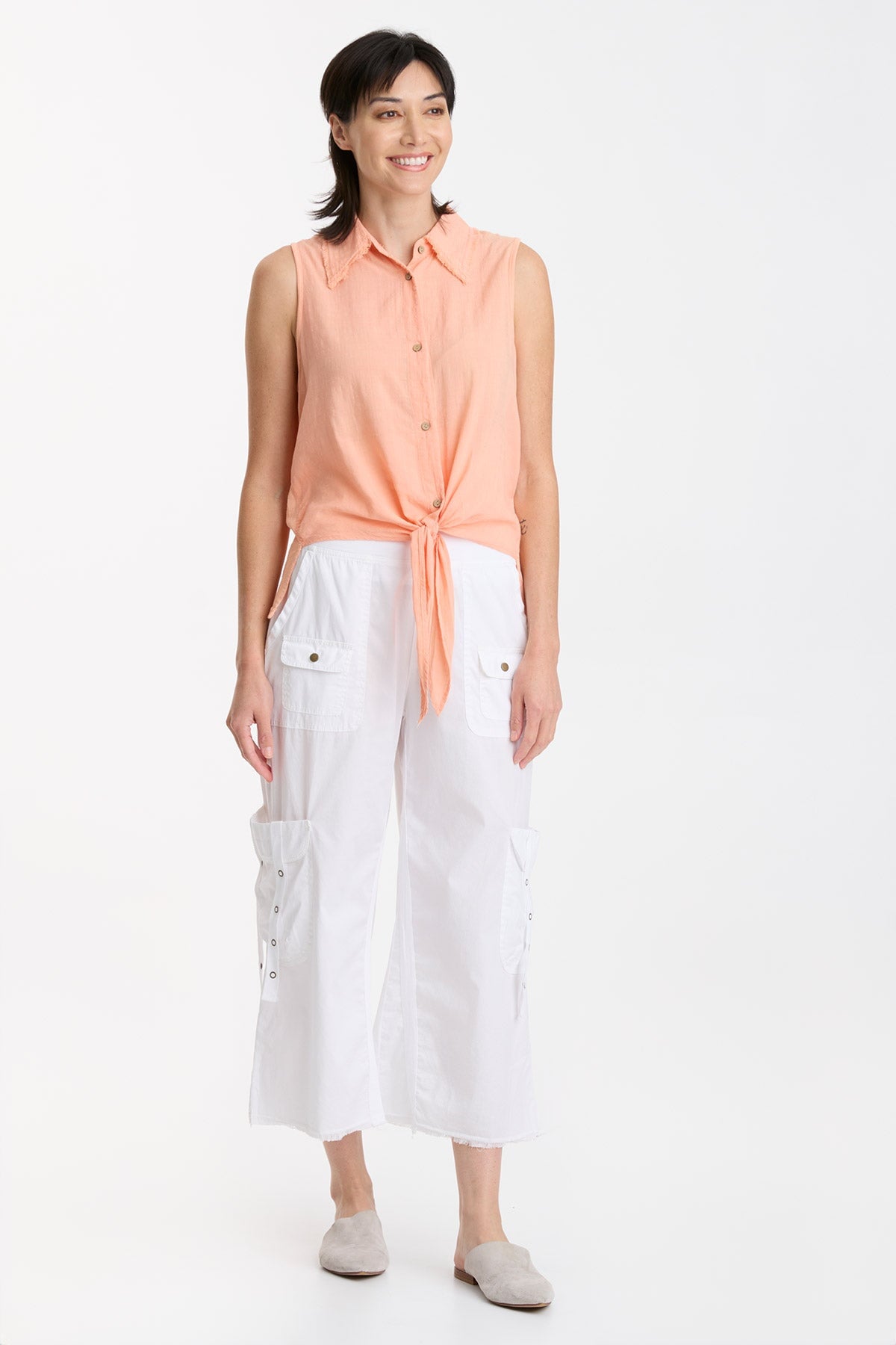 Fleming Tie Tank Top for Women - Stylish Sleeveless Blouse with Bow Knot Detail - Perfect for Casual Outfits, Summer Dressing, and Office Wear