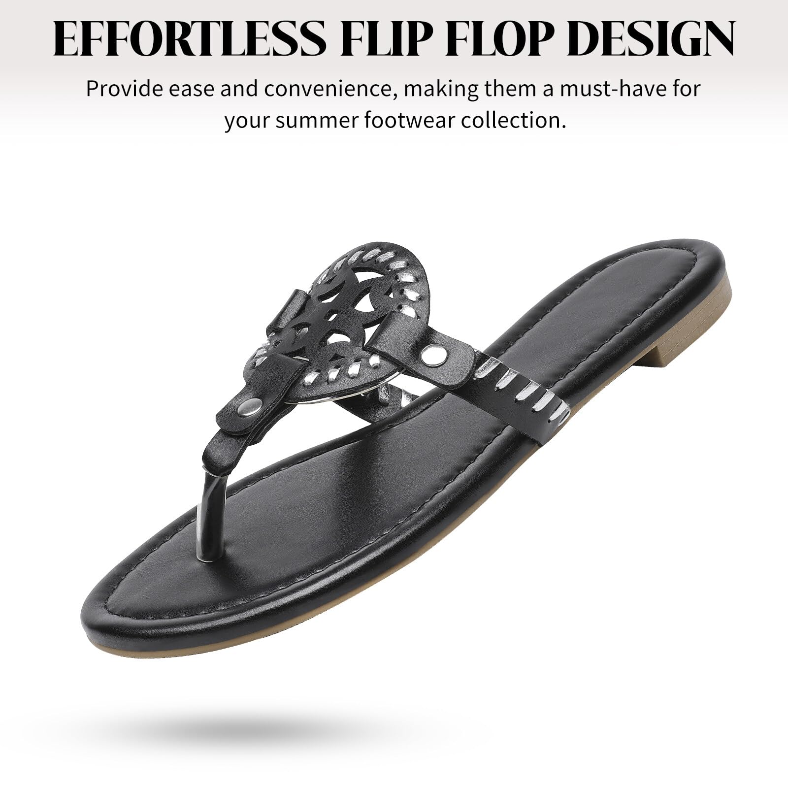 Katliu Women's Flat Sandals - Comfortable Flip Flop Thong Sandals for Summer | Cute Dressy Beach Sandals for Women | Perfect for Vacation, Poolside & Casual Outings