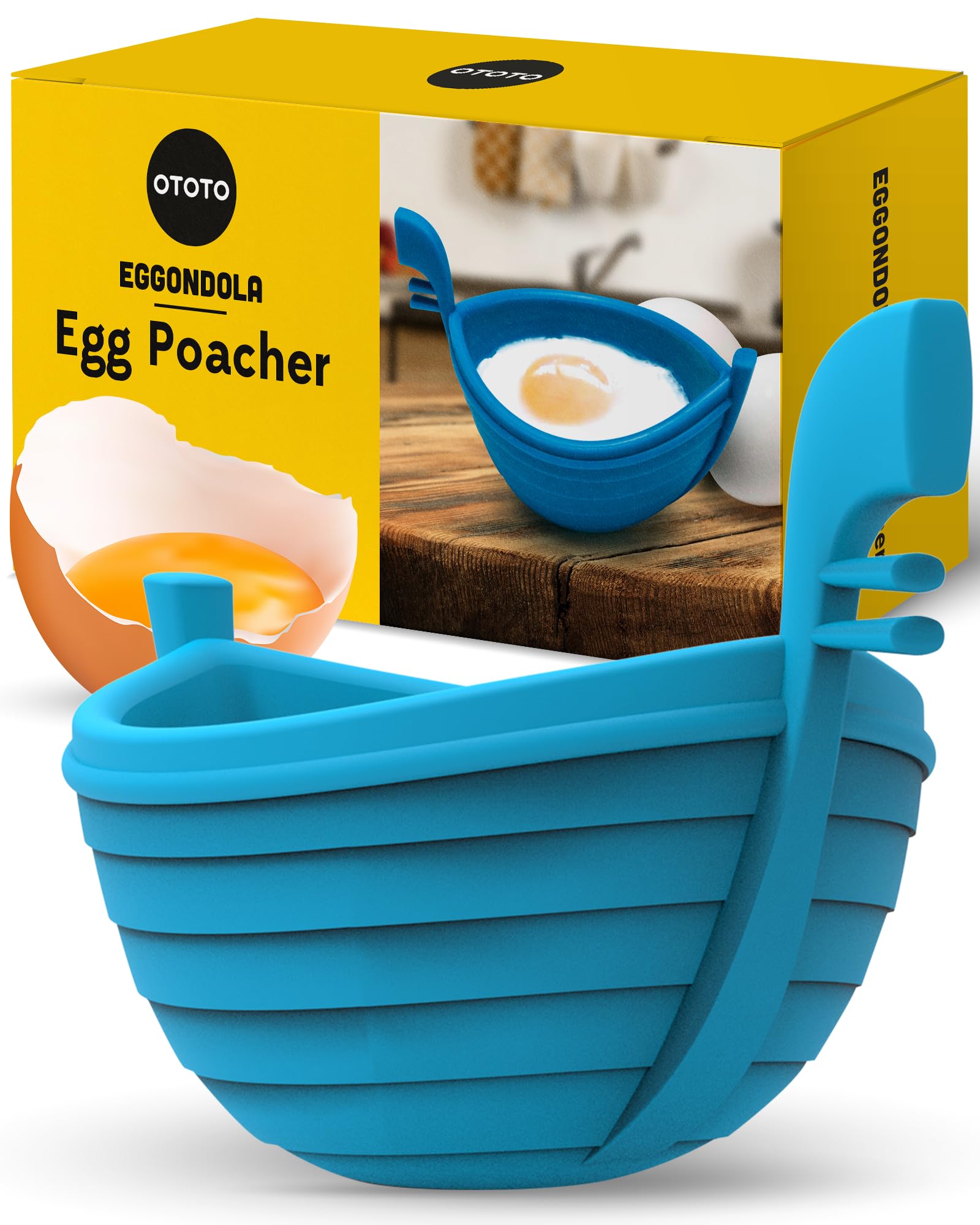 OTOTO New Eggondola Silicone Egg Poacher - Perfect Poached Egg Maker for Kitchen - Non-Stick Egg Cooker with Gondola Design - Ideal for Breakfast, Brunch & Healthy Cooking