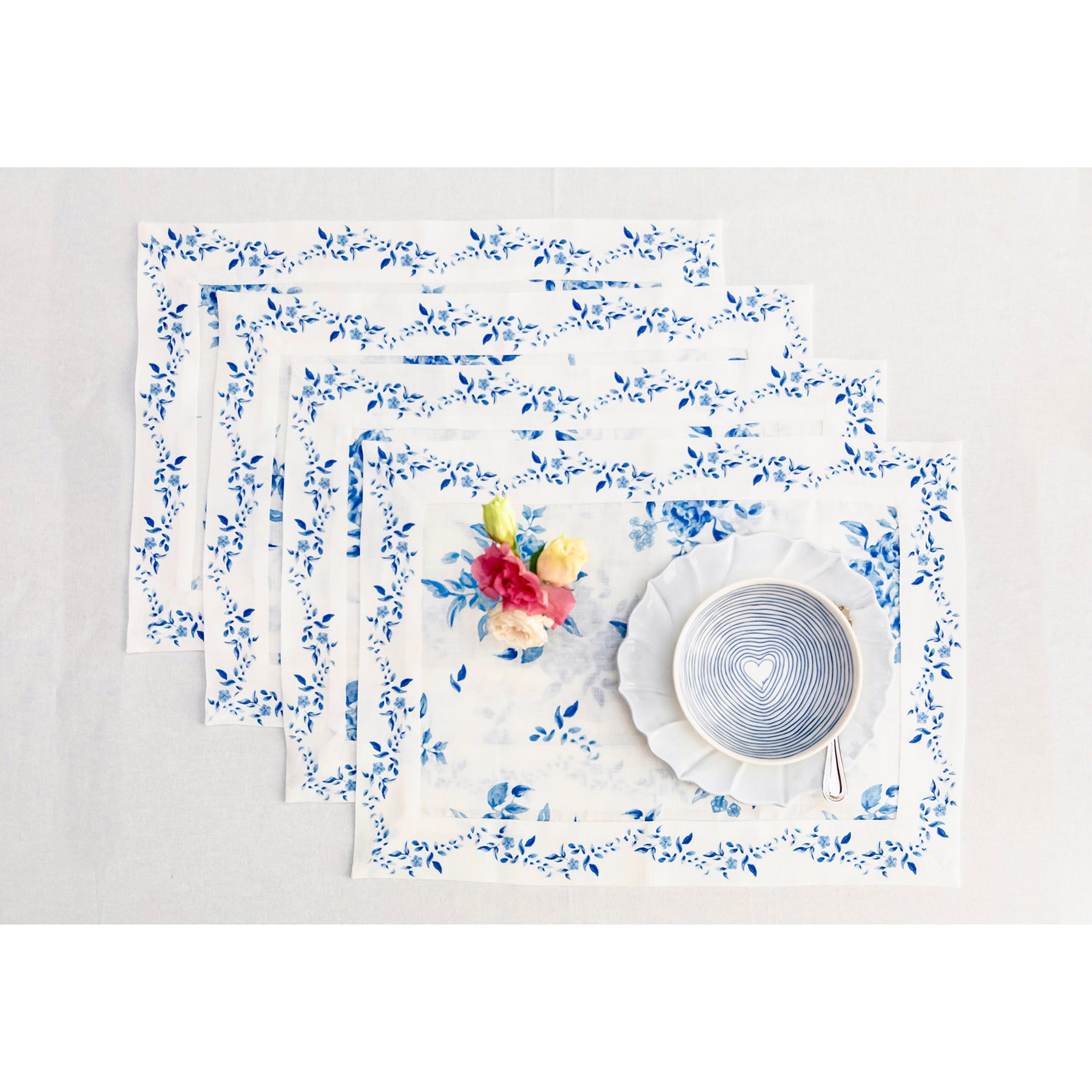 Jolie Fleur Placemats Set of 4 - Elegant Floral Table Mats for Dining, Kitchen Decor & Holiday Entertaining