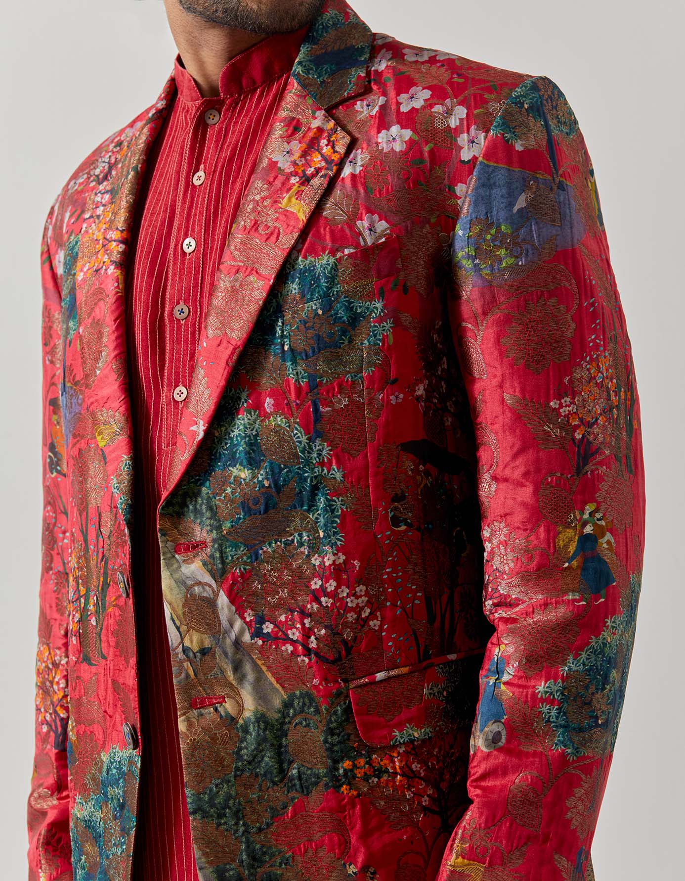 Elegant Fuchsia Silk Brocade Blazer for Women - Perfect for Golf Outings, Business Meetings & Special Occasions