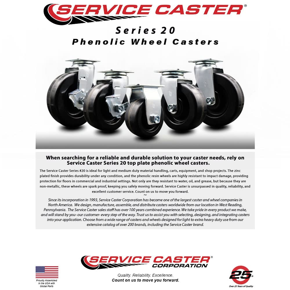 Heavy Duty Swivel & Rigid Plate Caster Set - 4