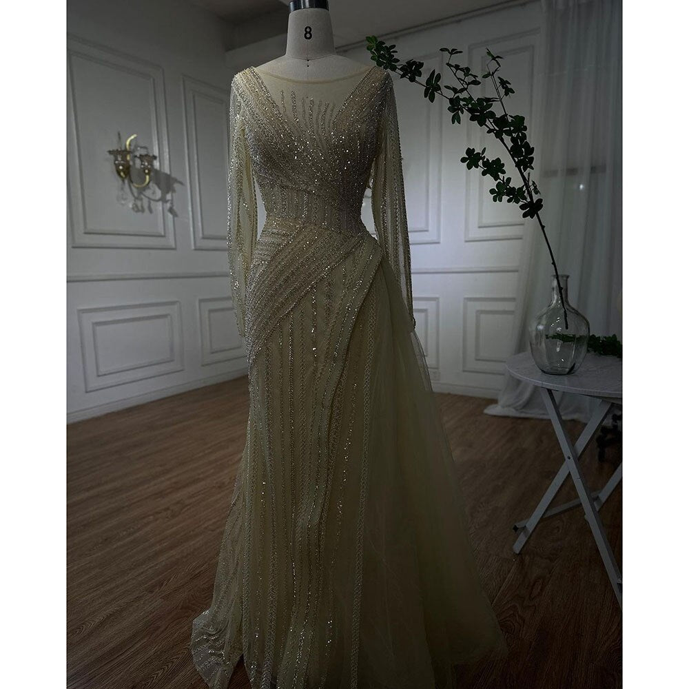 Luxury Turquoise Mermaid Evening Dress with Beaded Arabic Design for Women - Dubai Inspired Formal Gown for Weddings, Parties & Special Occasions - Elegant Prom Dress for 2025 Events (Style LA72124)