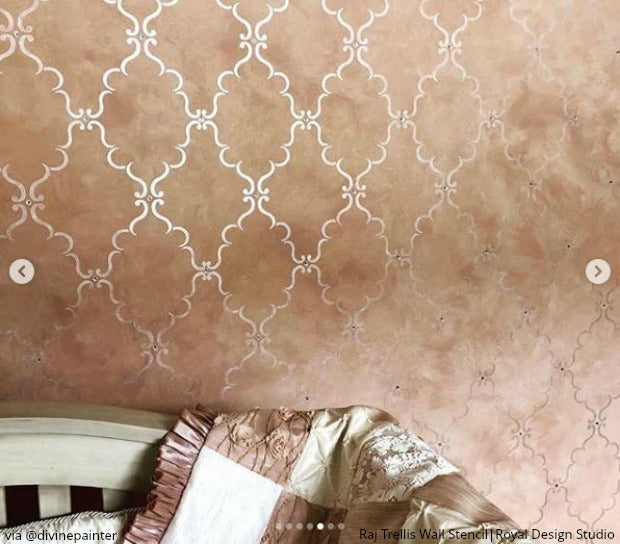 Raj Trellis Indian Wall Stencil - DIY Home Decor Stencil for Wall Painting, Mehndi & Mandala Art - Perfect for Bedroom, Living Room, and Nursery Wall Designs