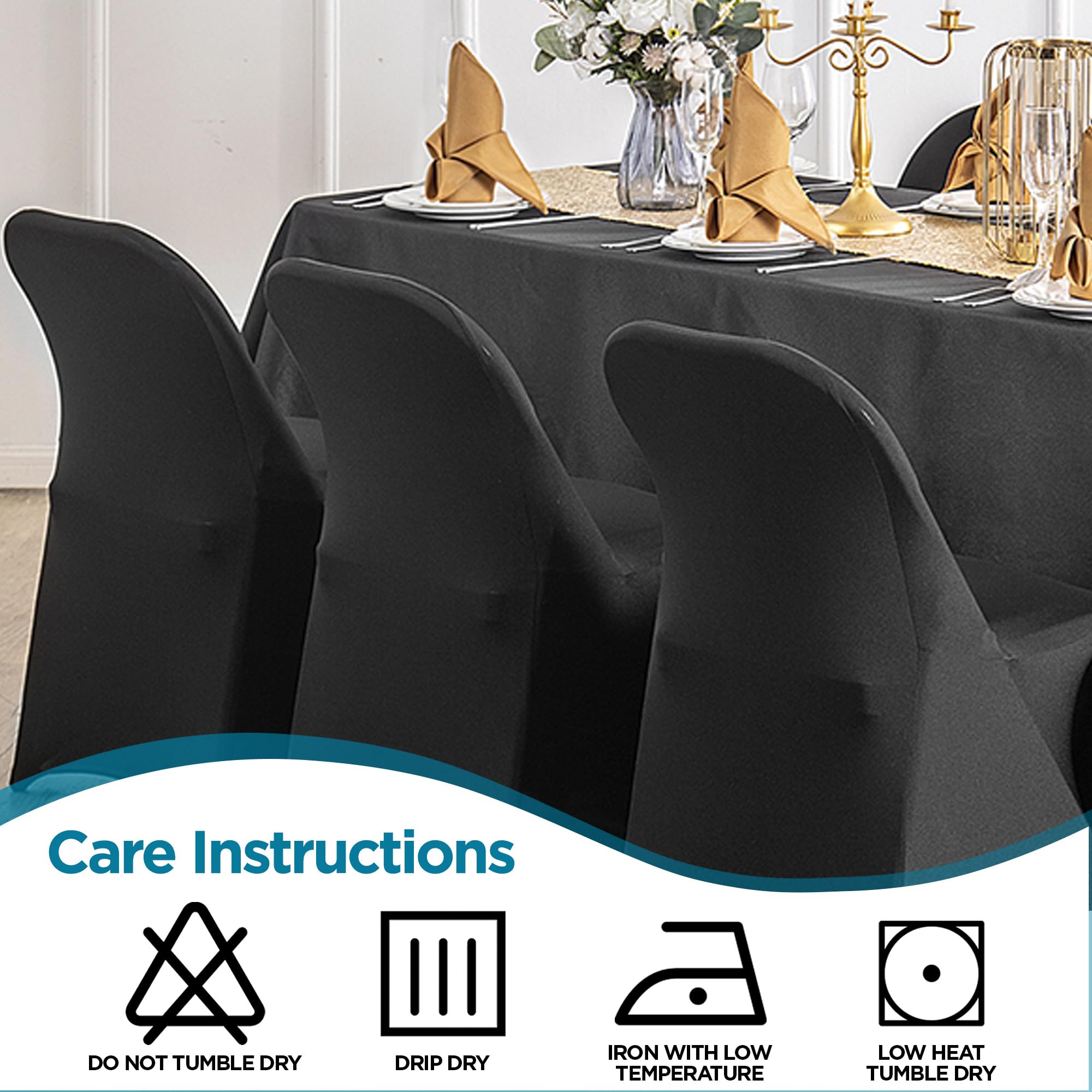 Premium Spandex Banquet Chair Covers with Arched Front Design - 100-Piece Set of Durable, Stretchable Slipcovers for Weddings, Parties & Special Events - Elegant Black Chair Covers Perfect for Banquet Halls, Restaurants, and Celebrations - Washable & Wrinkle-Resistant for Easy Maintenance